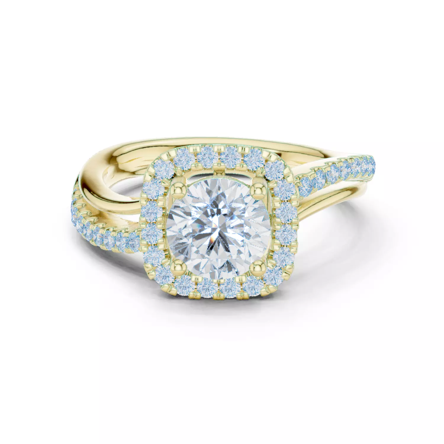 1CT Round Cut Halo Diamond Engagement Wedding Ring 3DM STL Video 3D print model_14