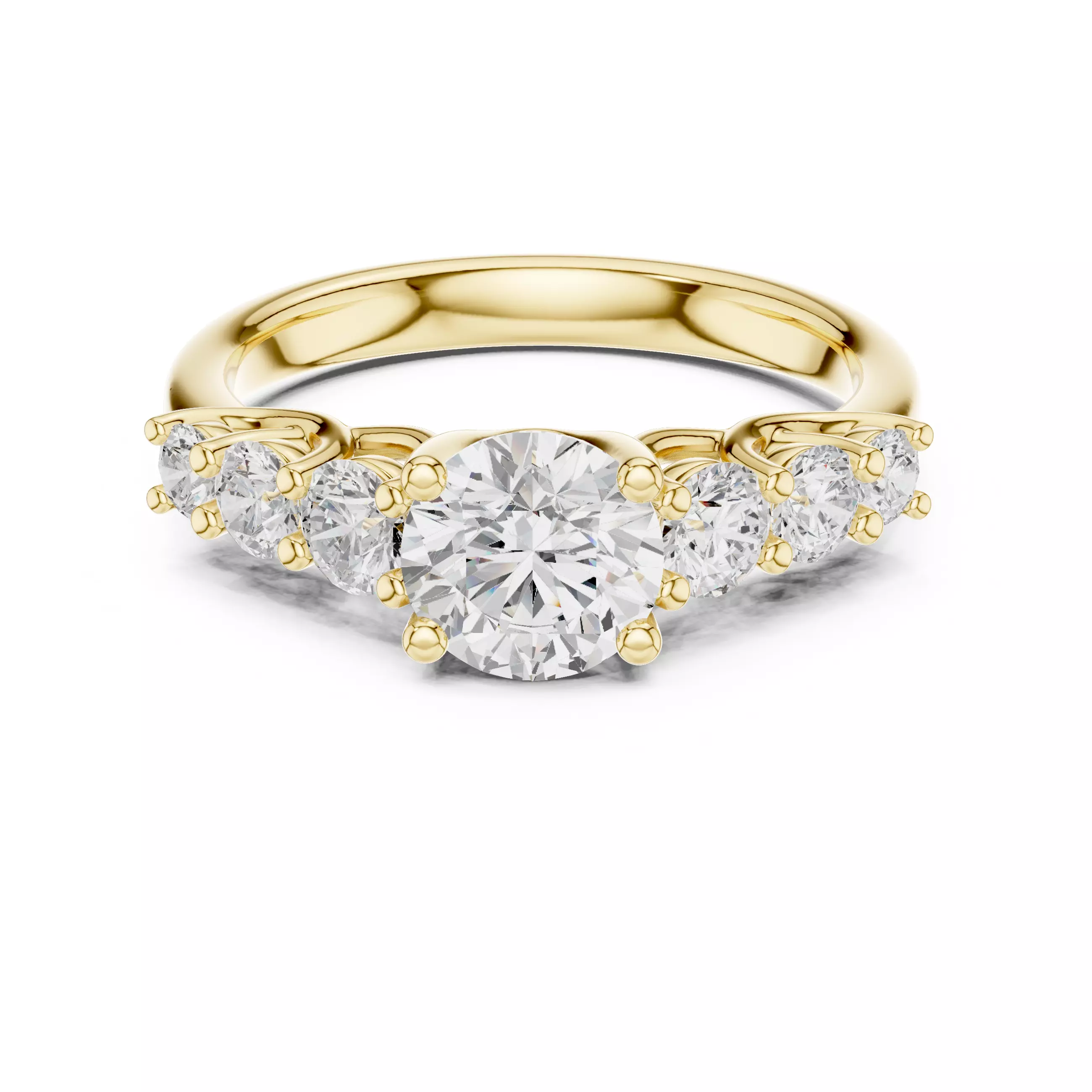 Seven Stone Round Diamond Engagement Wedding Ring 3DM STL Video 3D print model_1