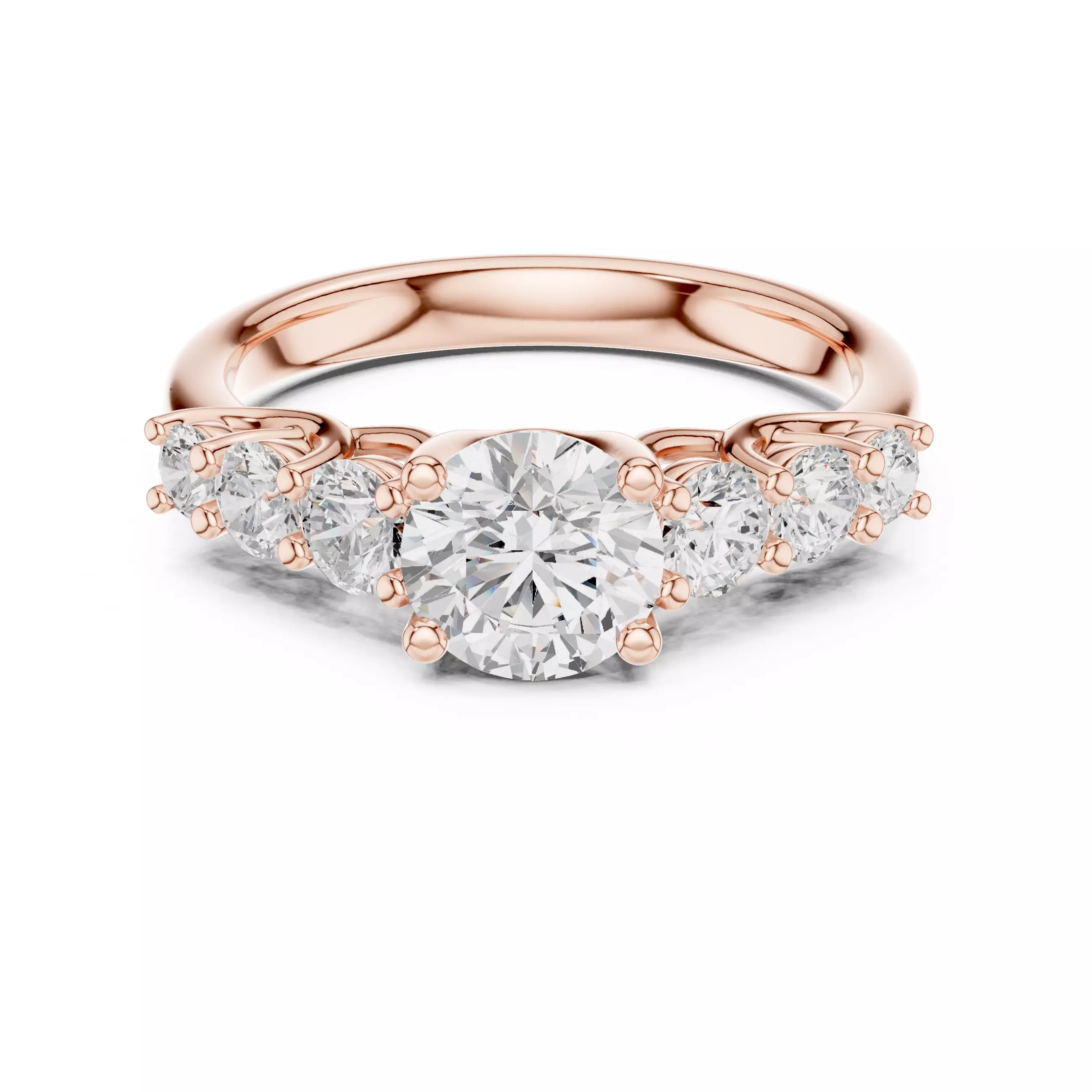 Seven Stone Round Diamond Engagement Wedding Ring 3DM STL Video 3D print model_0