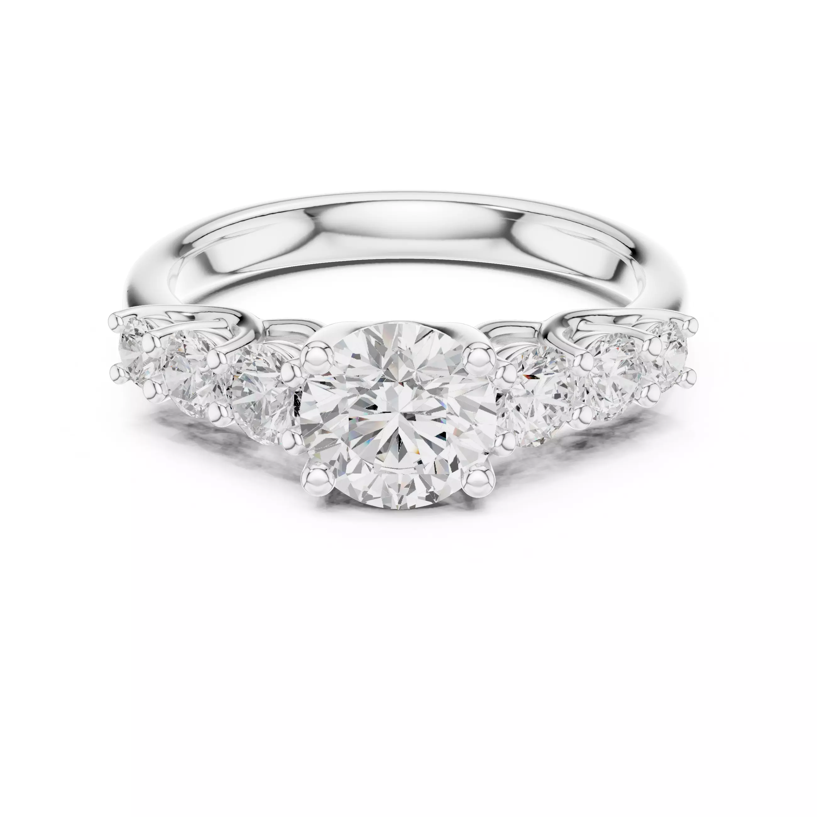 Seven Stone Round Diamond Engagement Wedding Ring 3DM STL Video 3D print model_2