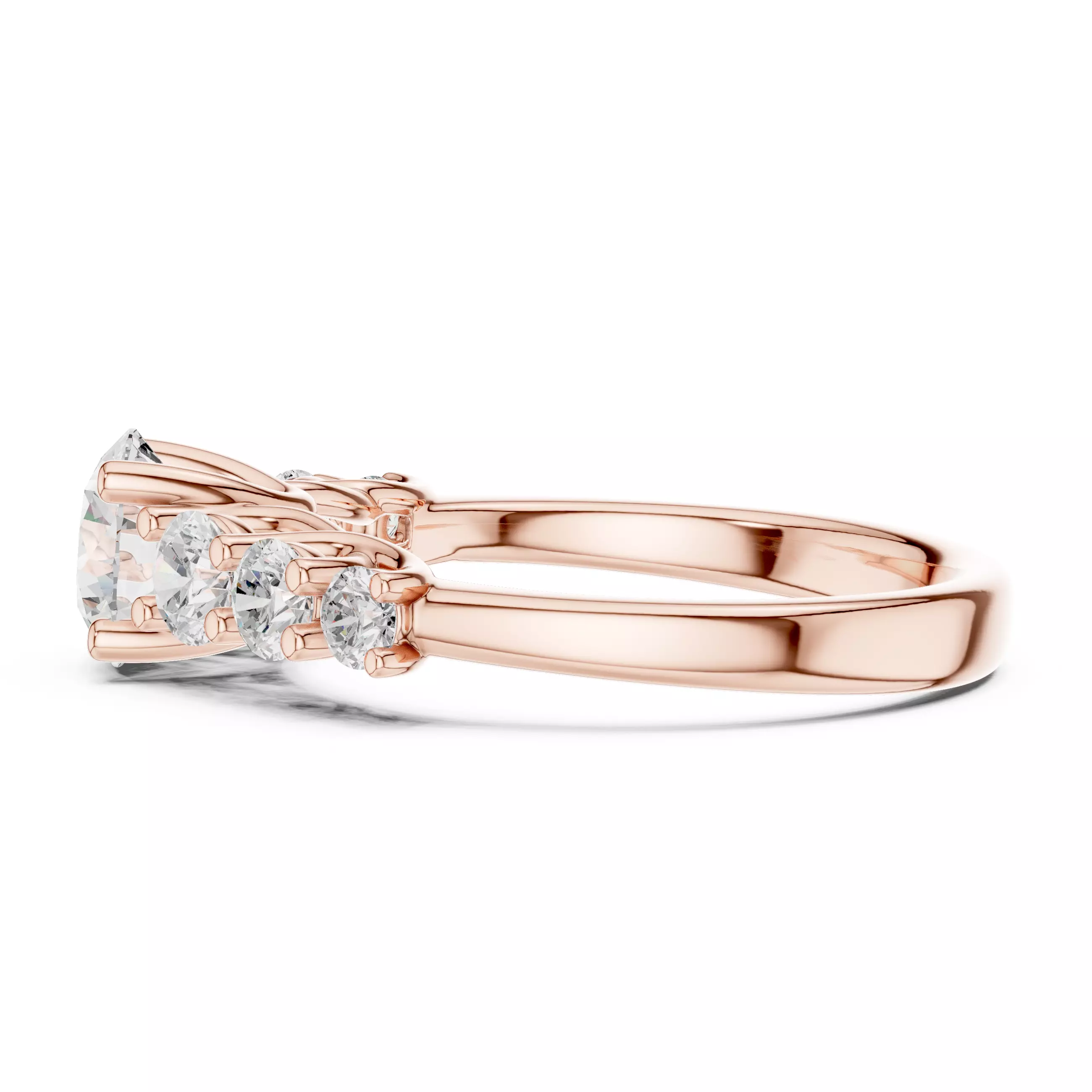 Seven Stone Round Diamond Engagement Wedding Ring 3DM STL Video 3D print model_5