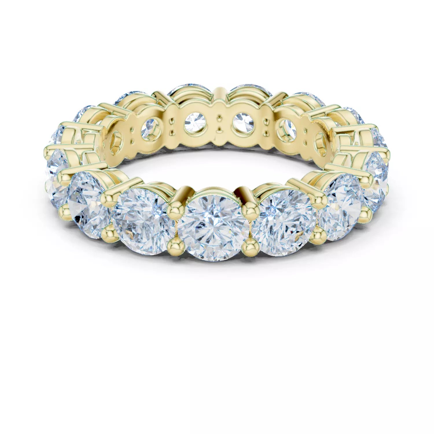 Basket Set Round Cut Full Eternity Wedding Band 3DM STL Video 3D print model_13