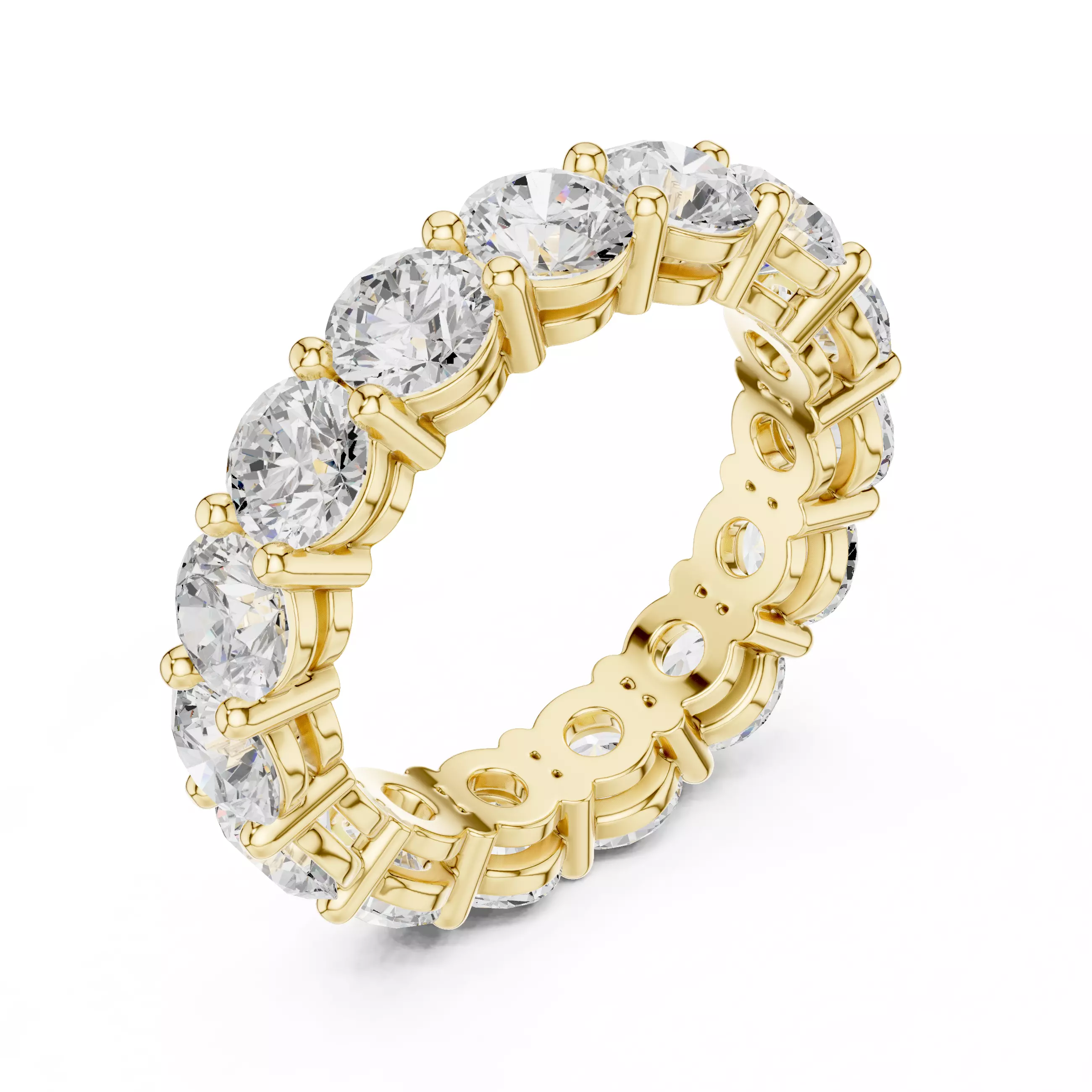 Basket Set Round Cut Full Eternity Wedding Band 3DM STL Video 3D print model_7