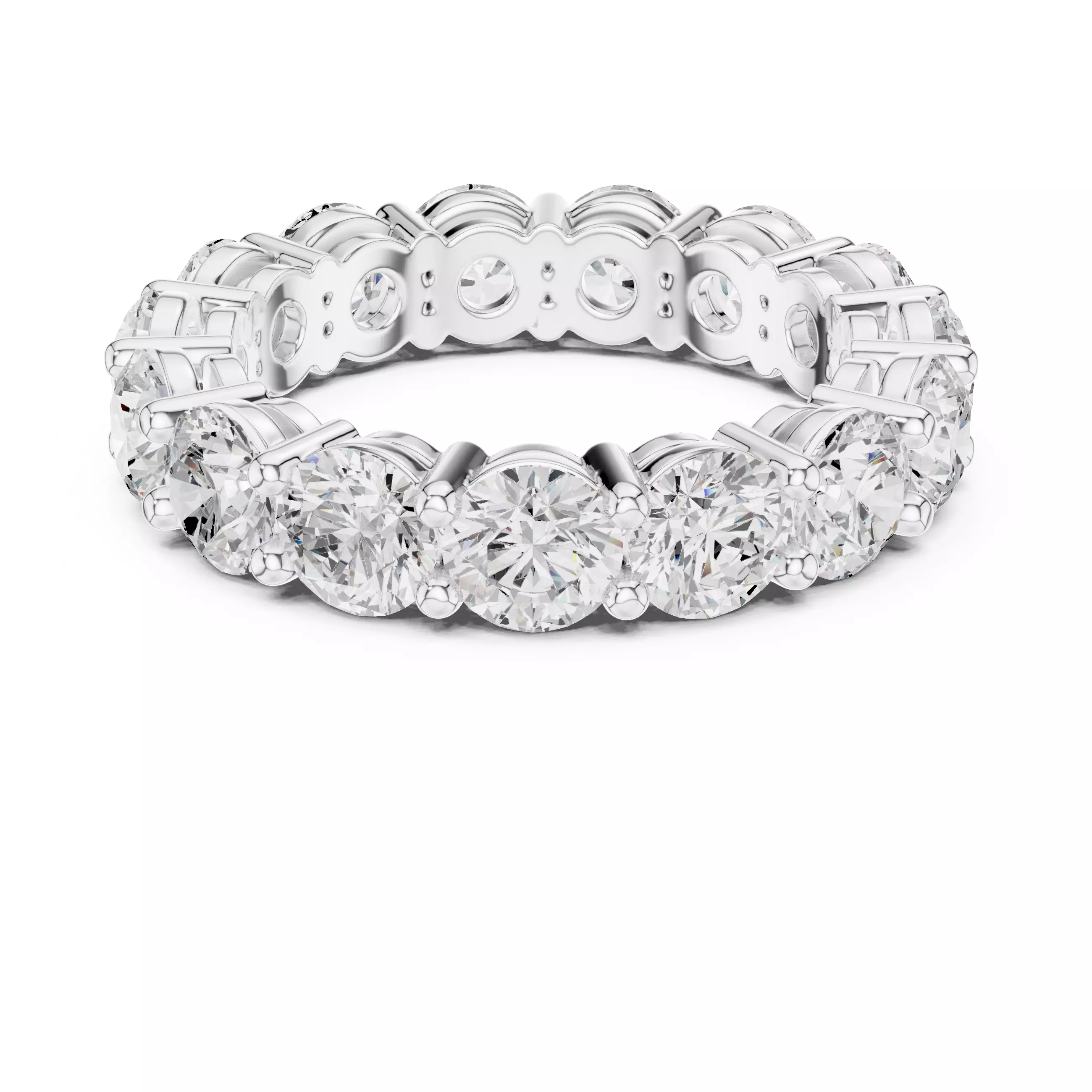 Basket Set Round Cut Full Eternity Wedding Band 3DM STL Video 3D print model_11