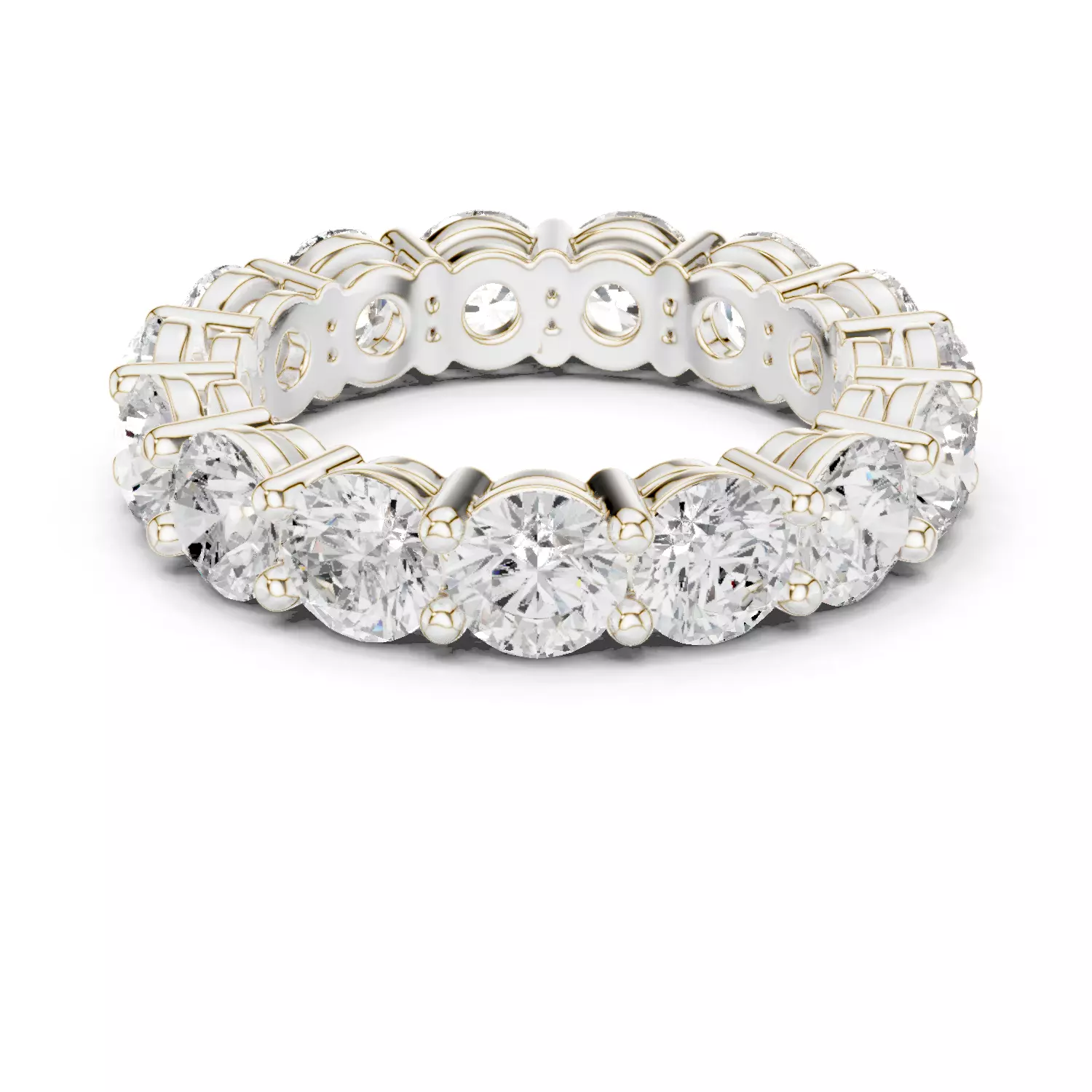 Basket Set Round Cut Full Eternity Wedding Band 3DM STL Video 3D print model_14