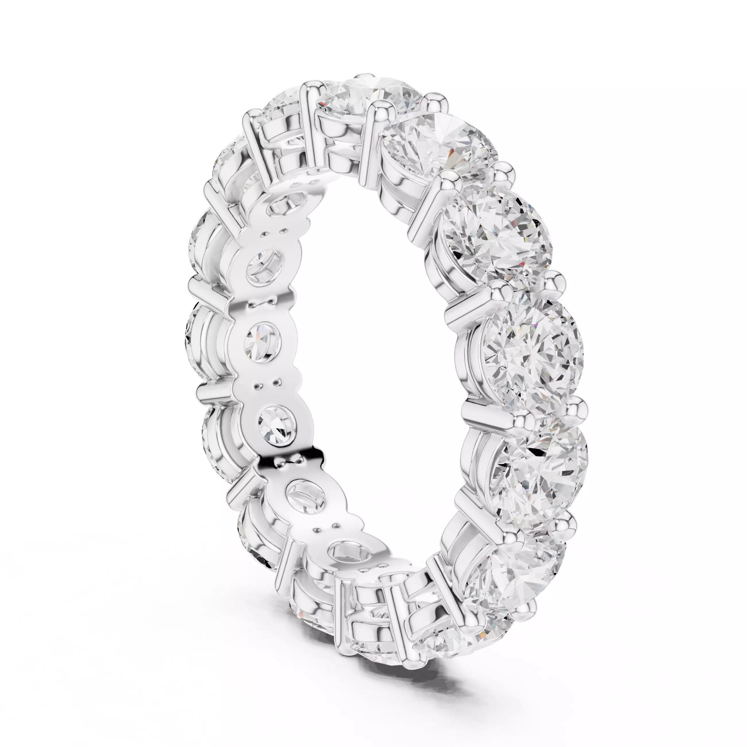 Basket Set Round Cut Full Eternity Wedding Band 3DM STL Video 3D print model_9