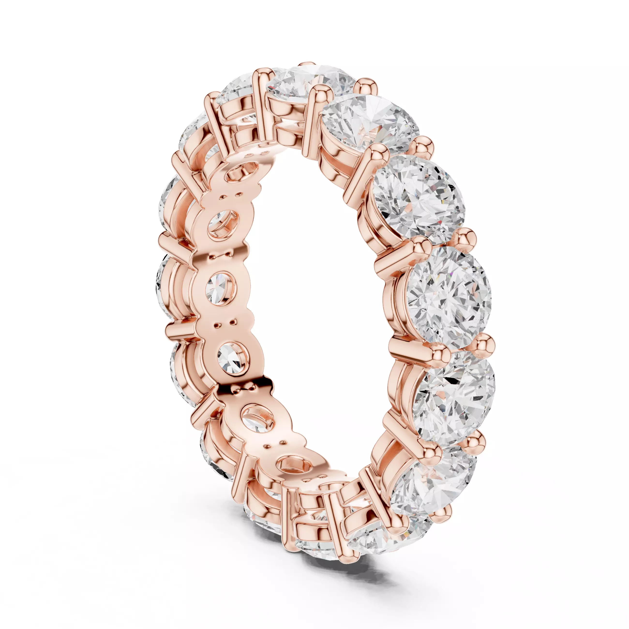 Basket Set Round Cut Full Eternity Wedding Band 3DM STL Video 3D print model_3