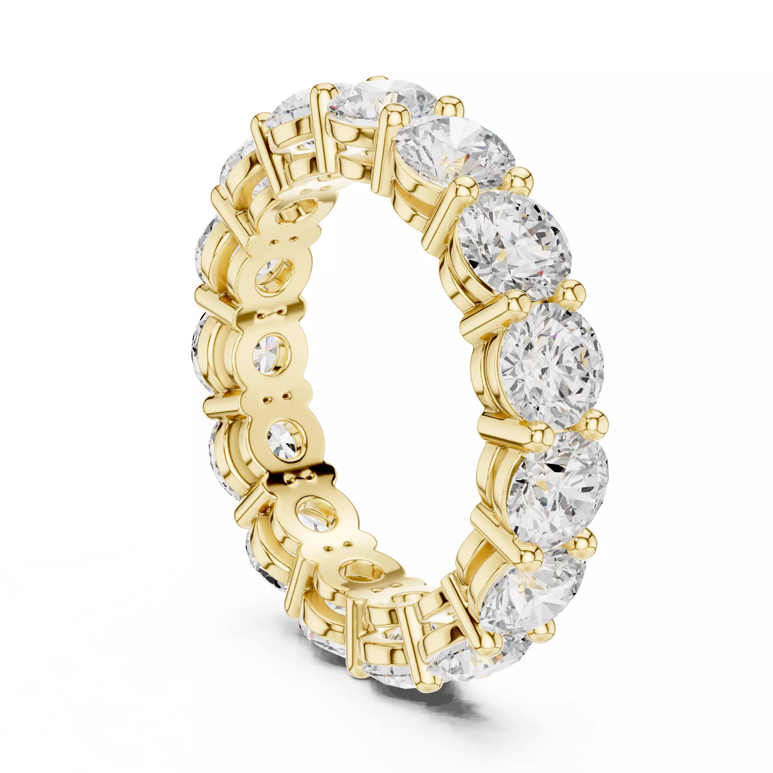 Basket Set Round Cut Full Eternity Wedding Band 3DM STL Video 3D print model_6