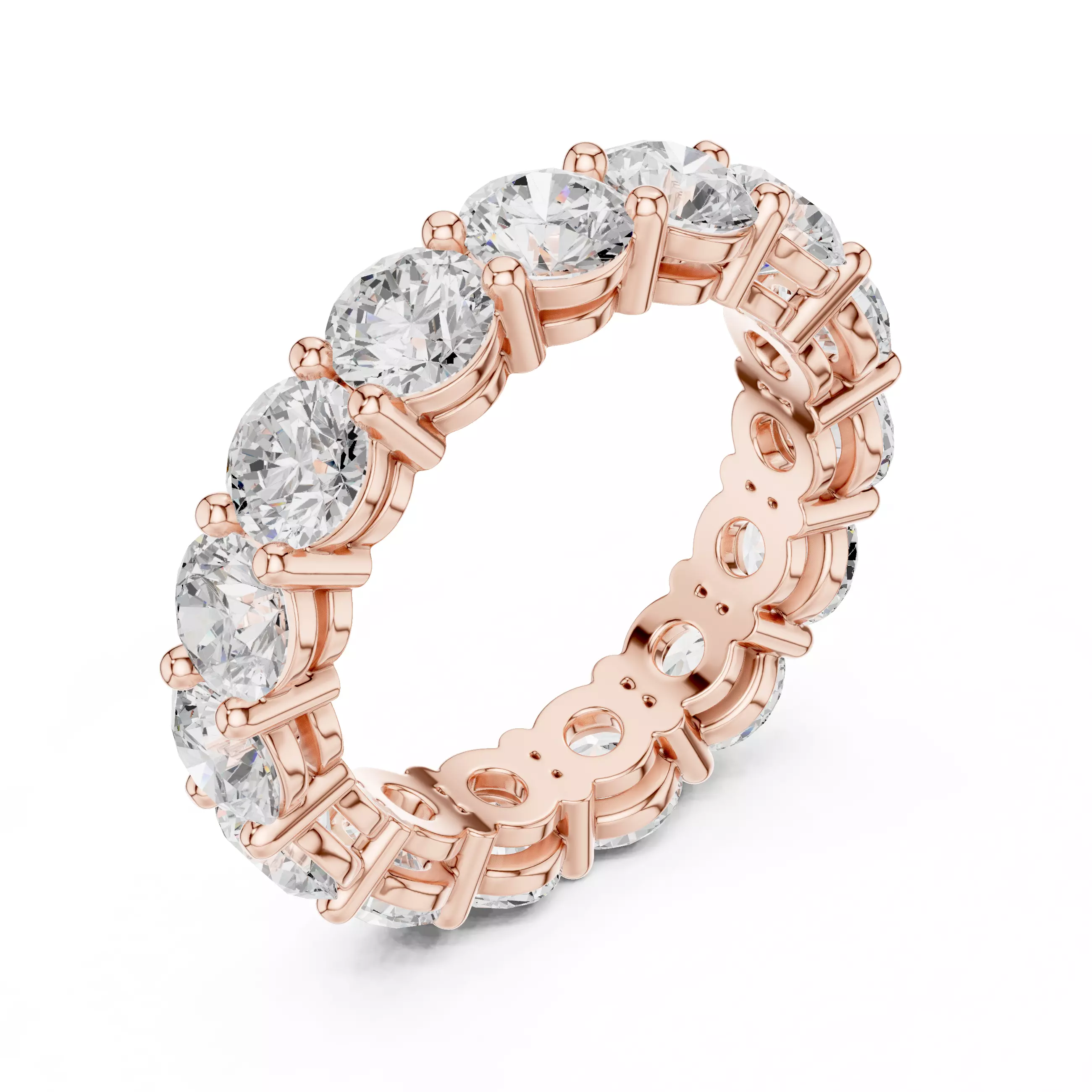 Basket Set Round Cut Full Eternity Wedding Band 3DM STL Video 3D print model_4