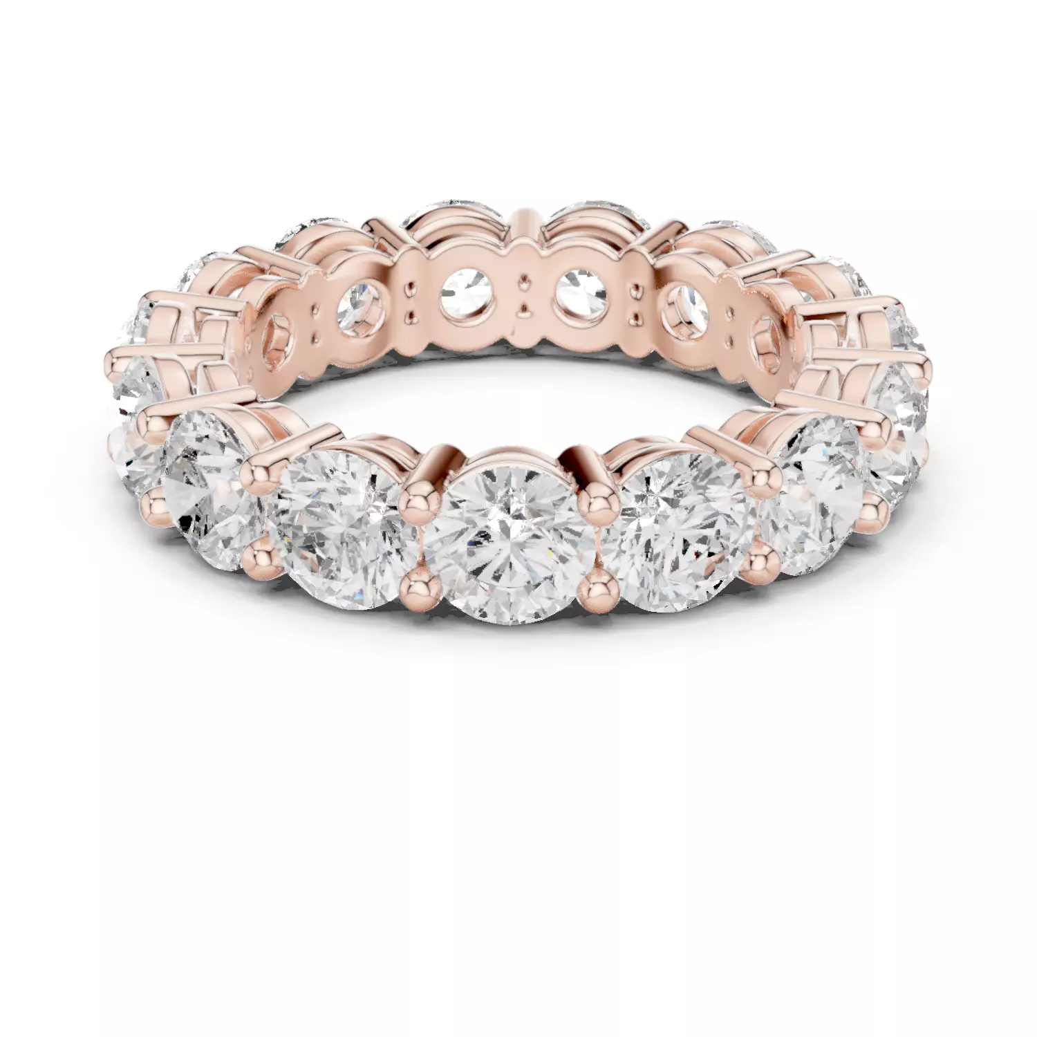 Basket Set Round Cut Full Eternity Wedding Band 3DM STL Video 3D print model_12