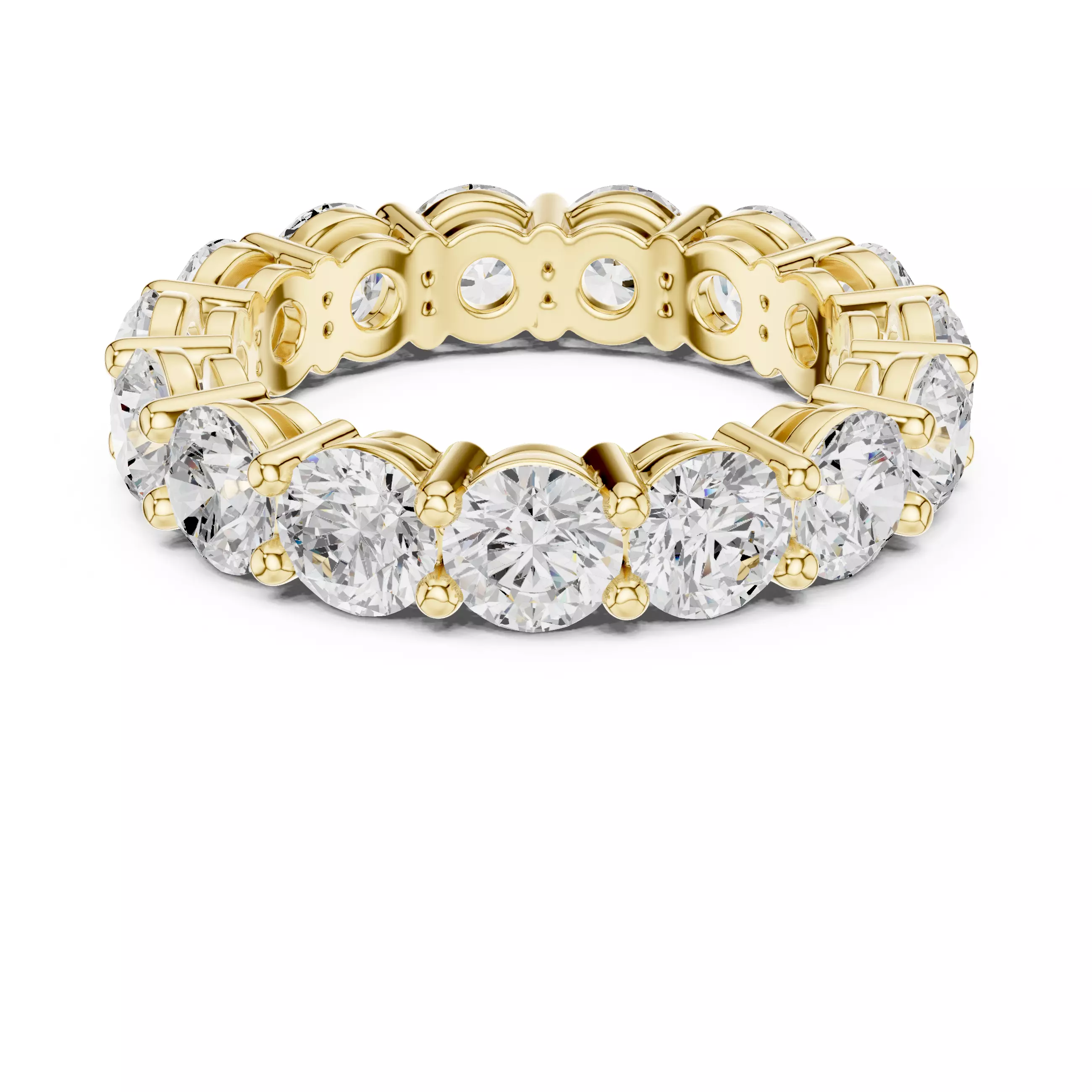 Basket Set Round Cut Full Eternity Wedding Band 3DM STL Video 3D print model_8