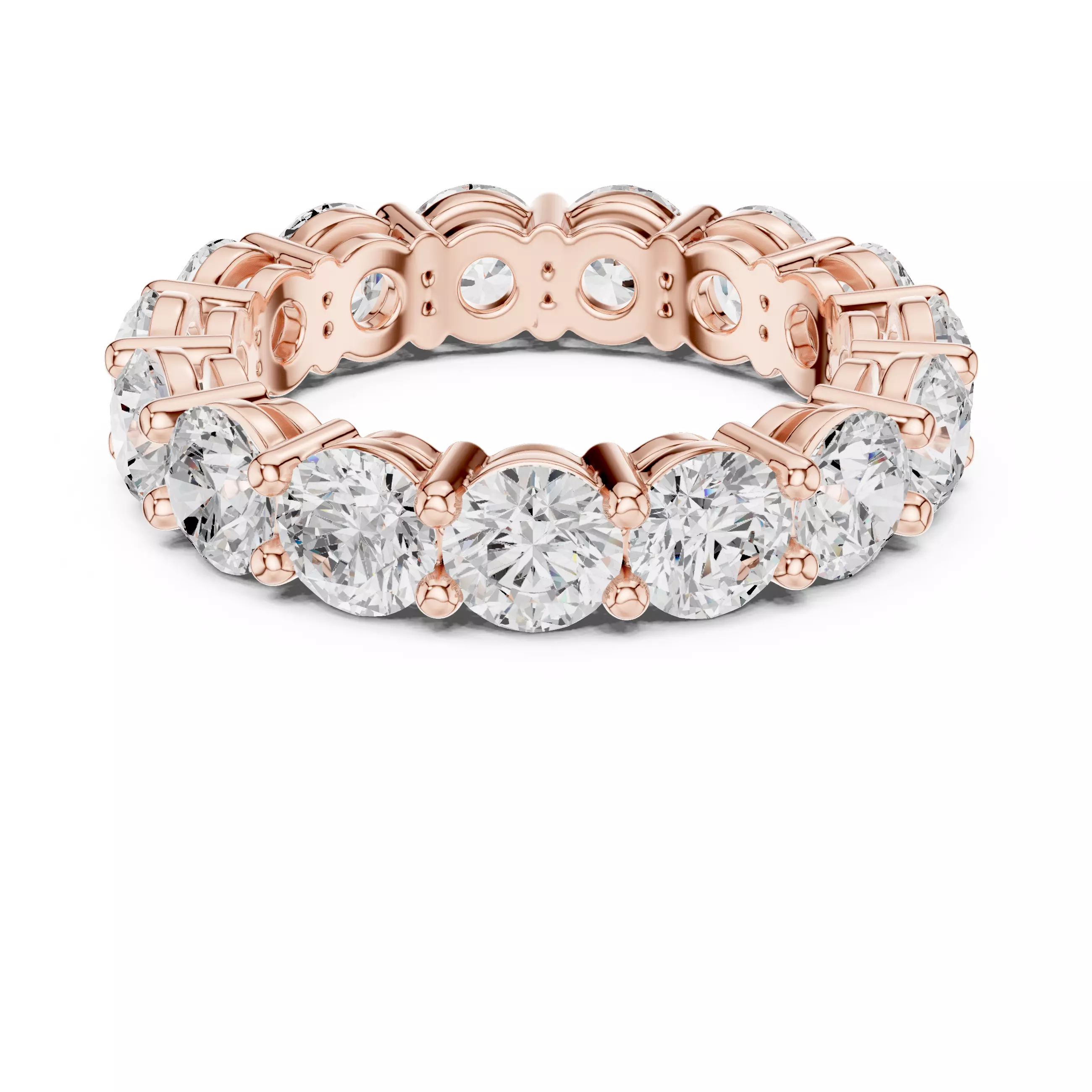 Basket Set Round Cut Full Eternity Wedding Band 3DM STL Video 3D print model_5