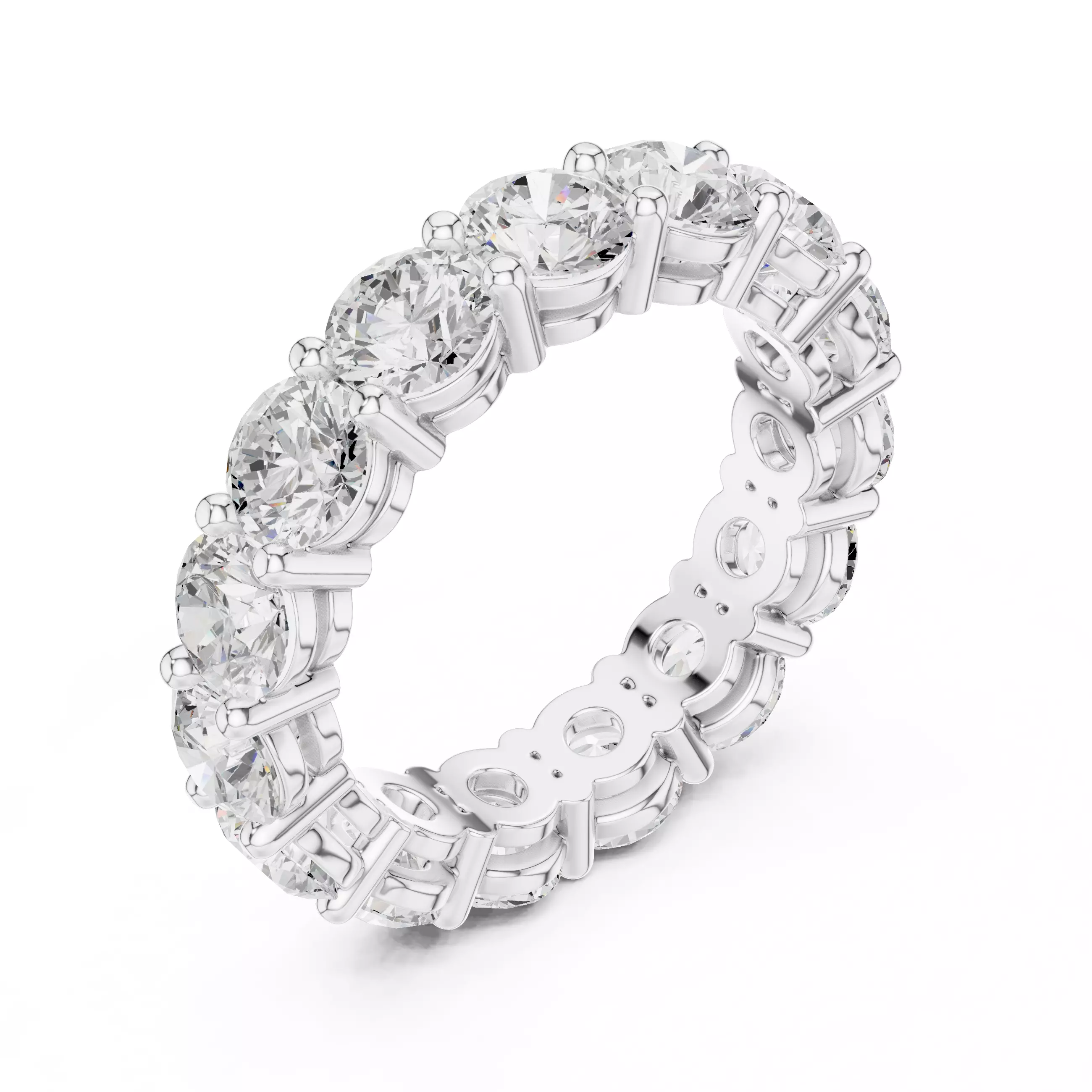 Basket Set Round Cut Full Eternity Wedding Band 3DM STL Video 3D print model_10