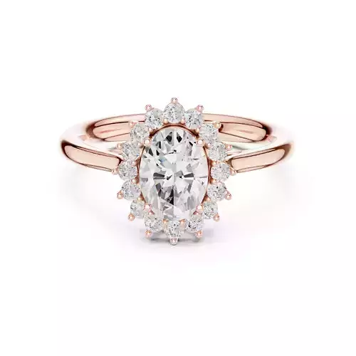 1CT Oval Cut Halo Diamond Engagement Wedding Ring 3DM STL Video 3D print model