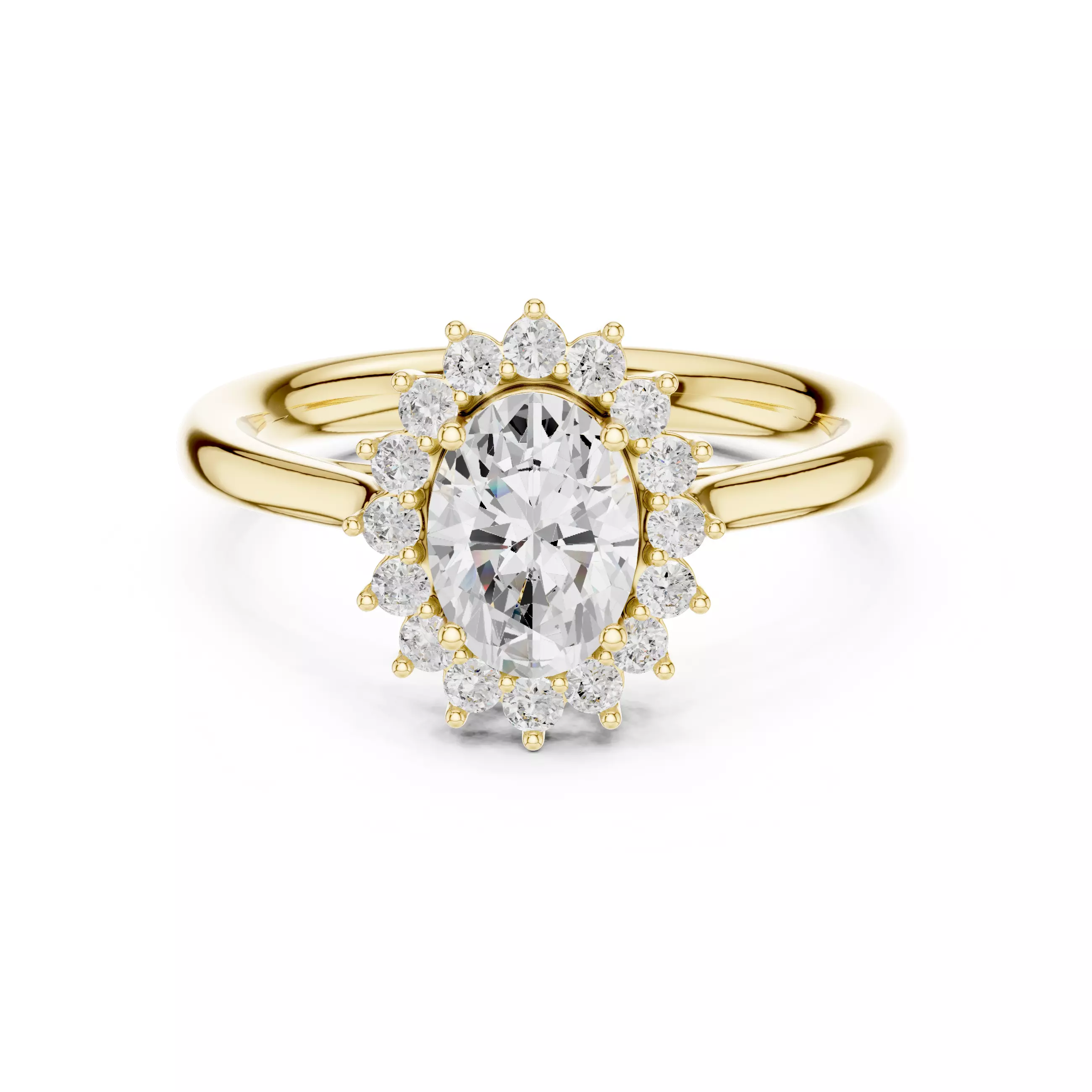 1CT Oval Cut Halo Diamond Engagement Wedding Ring 3DM STL Video 3D print model_1