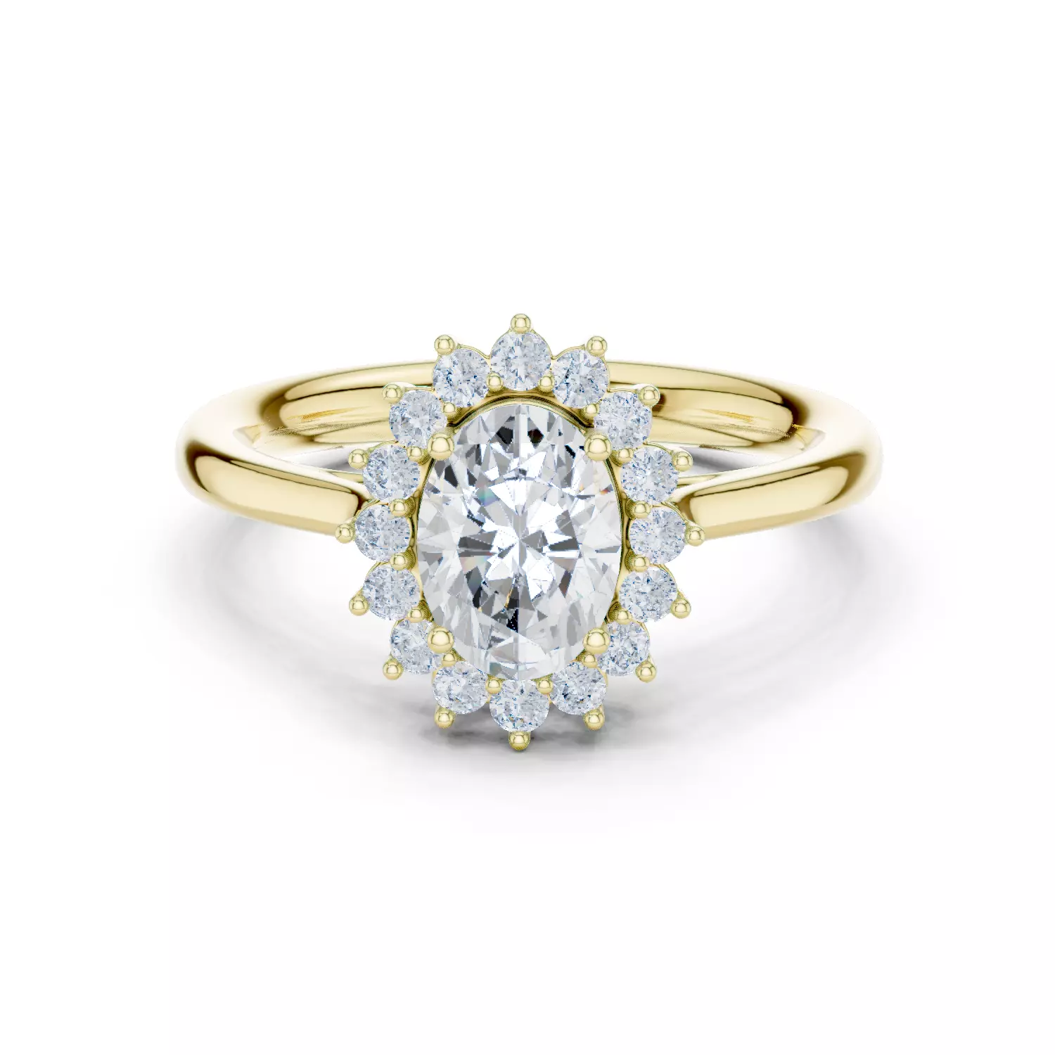 1CT Oval Cut Halo Diamond Engagement Wedding Ring 3DM STL Video 3D print model_14