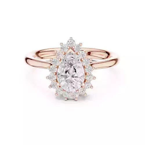 Pear Cut Halo Diamond Engagement Wedding Ring 3DM STL Video