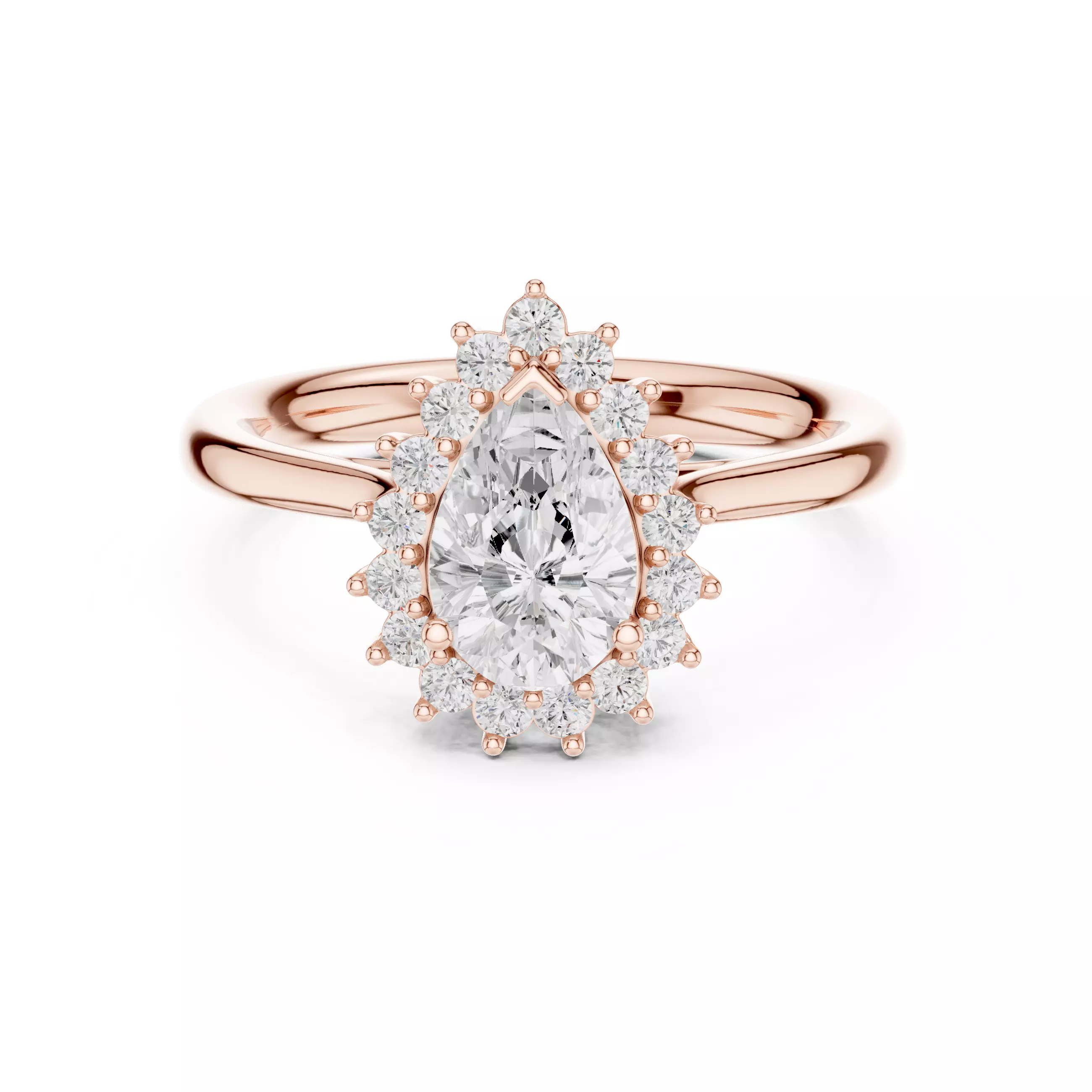 Pear Cut Halo Diamond Engagement Wedding Ring 3DM STL Video 3D print model