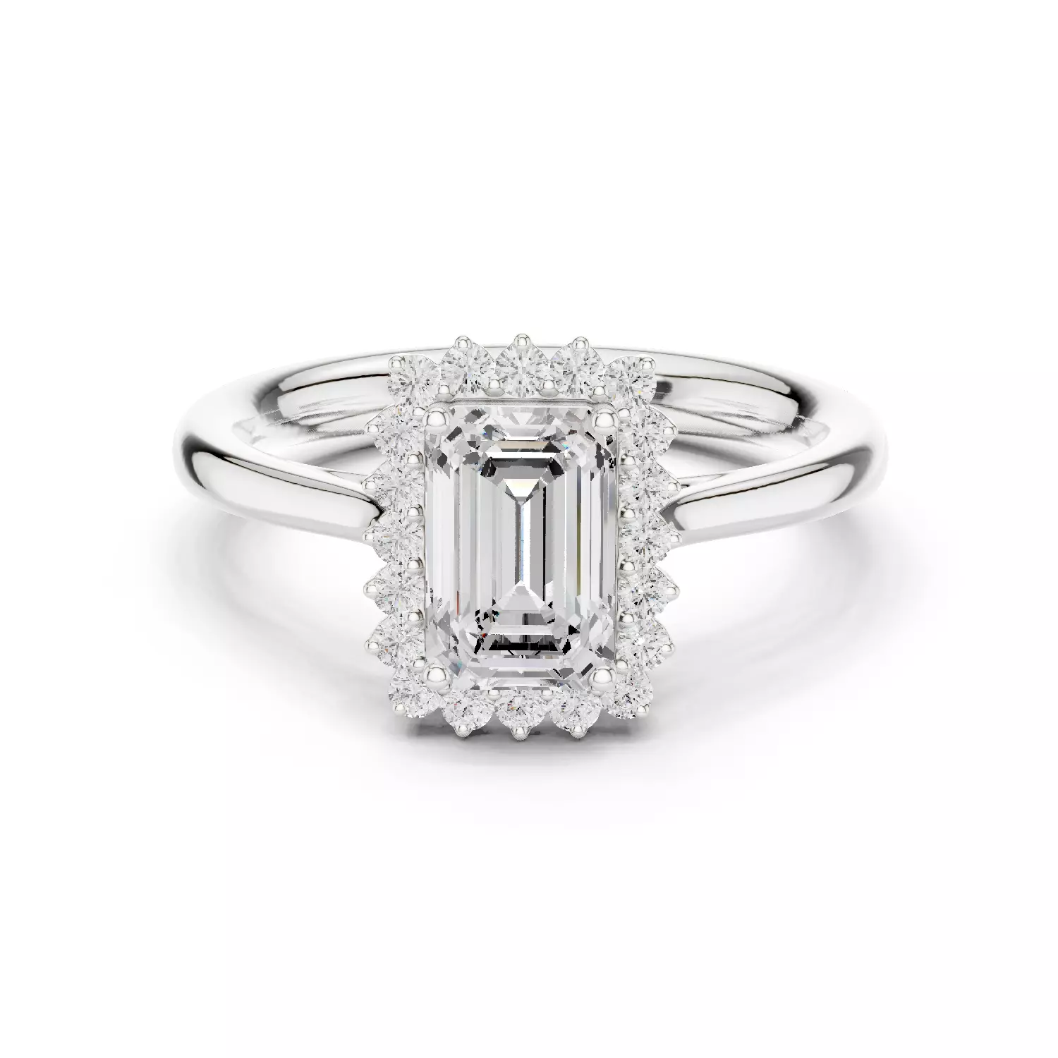 1CT Emerald Cut Halo Engagement Wedding Ring 3DM STL Video 3D print model_13