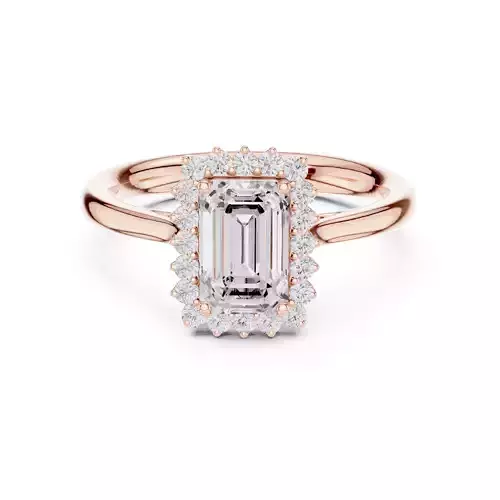 1CT Emerald Cut Halo Engagement Wedding Ring 3DM STL Video 3D print model