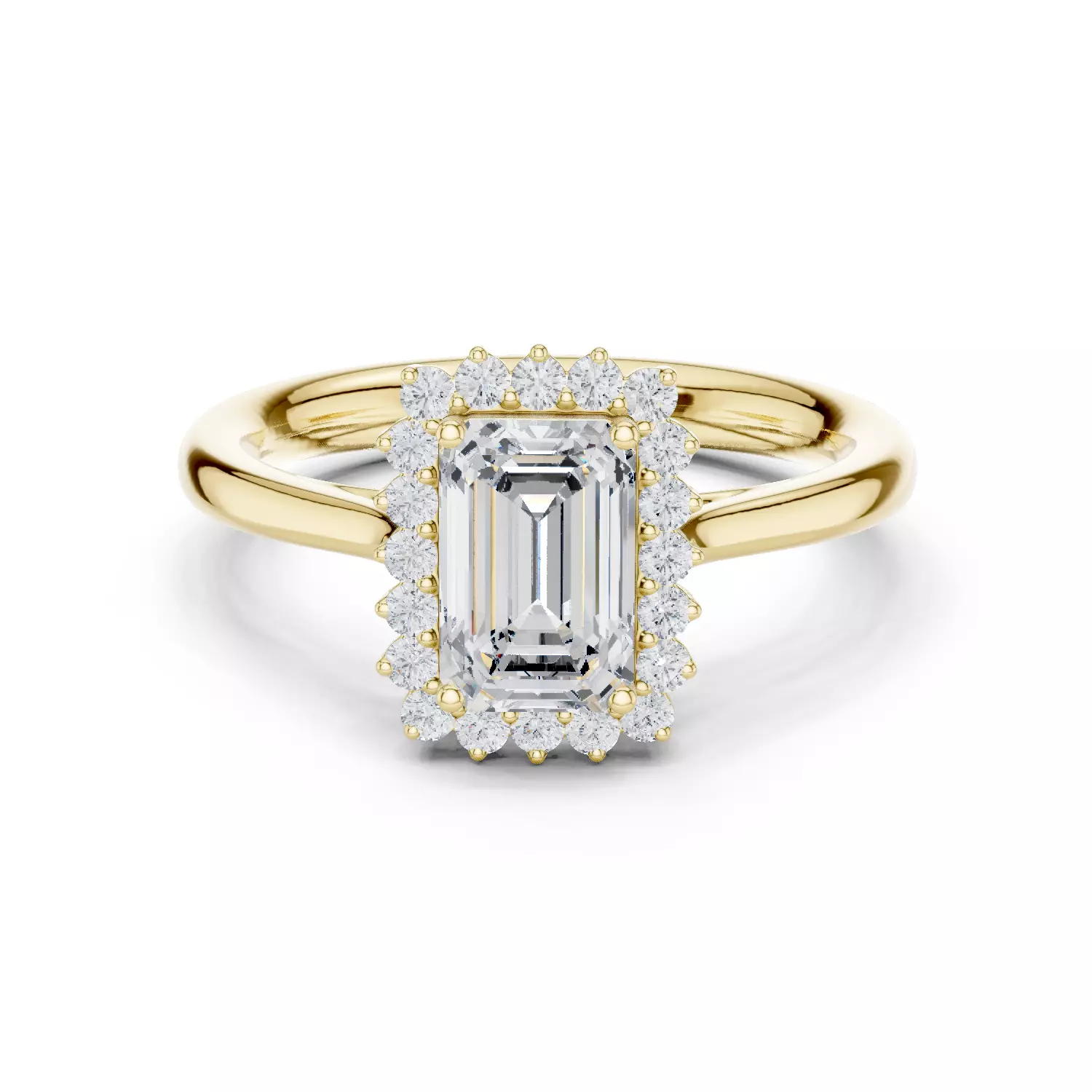 1CT Emerald Cut Halo Engagement Wedding Ring 3DM STL Video 3D print model_14