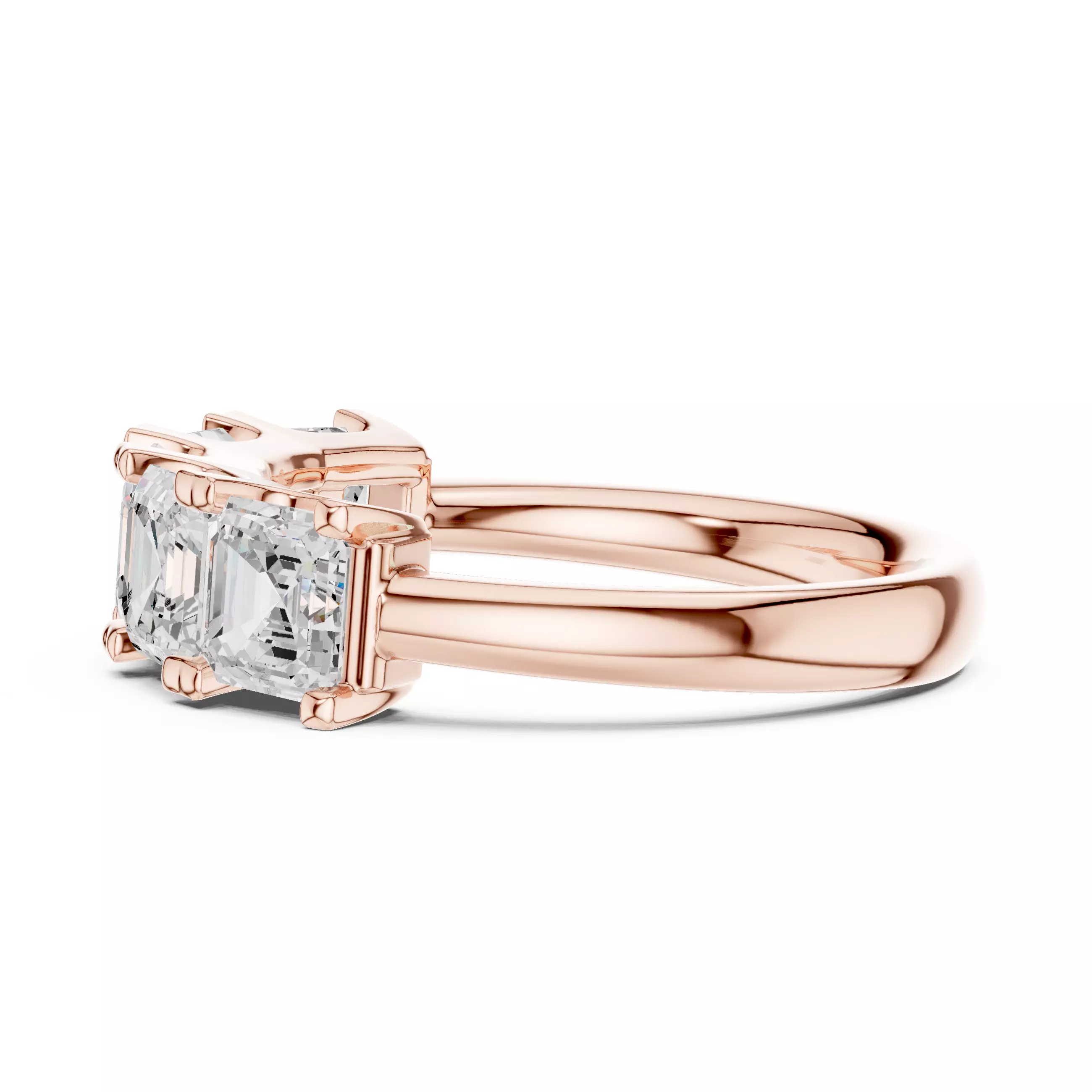 Five Stone Asscher Cut Engagement Wedding Band 3DM STL Video 3D print model_5