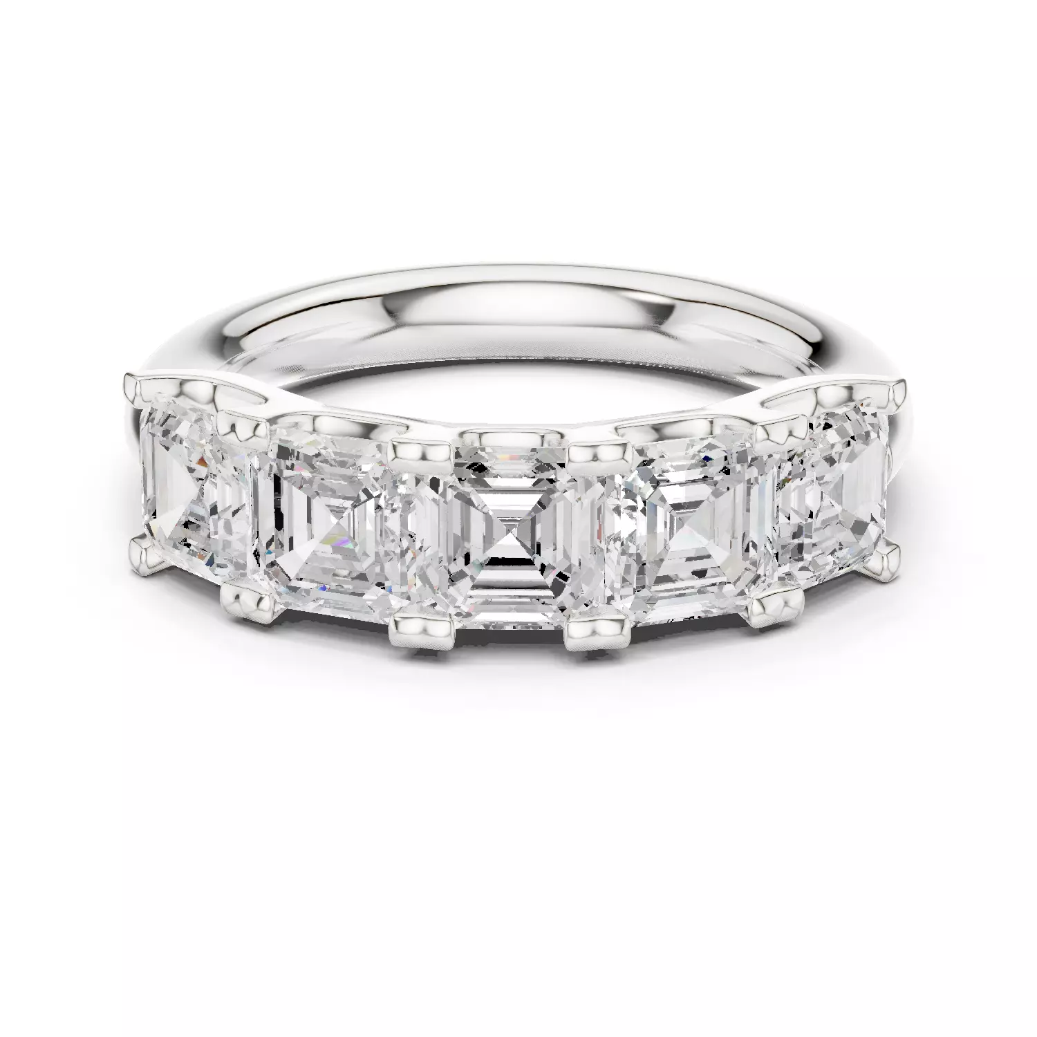 Five Stone Asscher Cut Engagement Wedding Band 3DM STL Video 3D print model_13