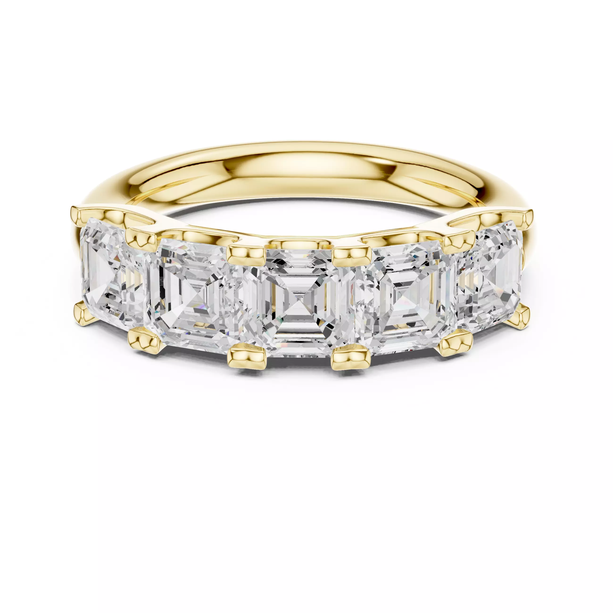 Five Stone Asscher Cut Engagement Wedding Band 3DM STL Video 3D print model_1