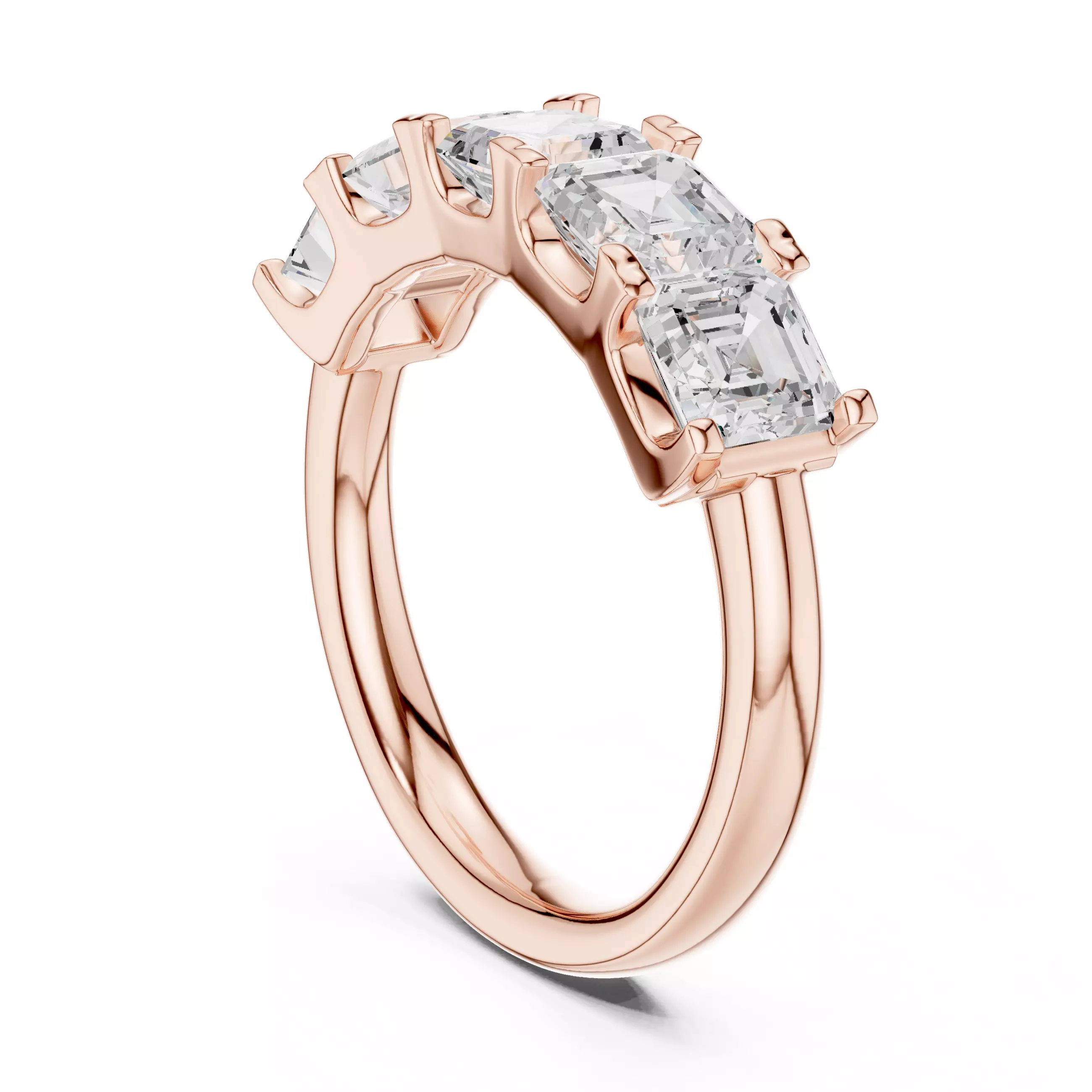 Five Stone Asscher Cut Engagement Wedding Band 3DM STL Video 3D print model_3