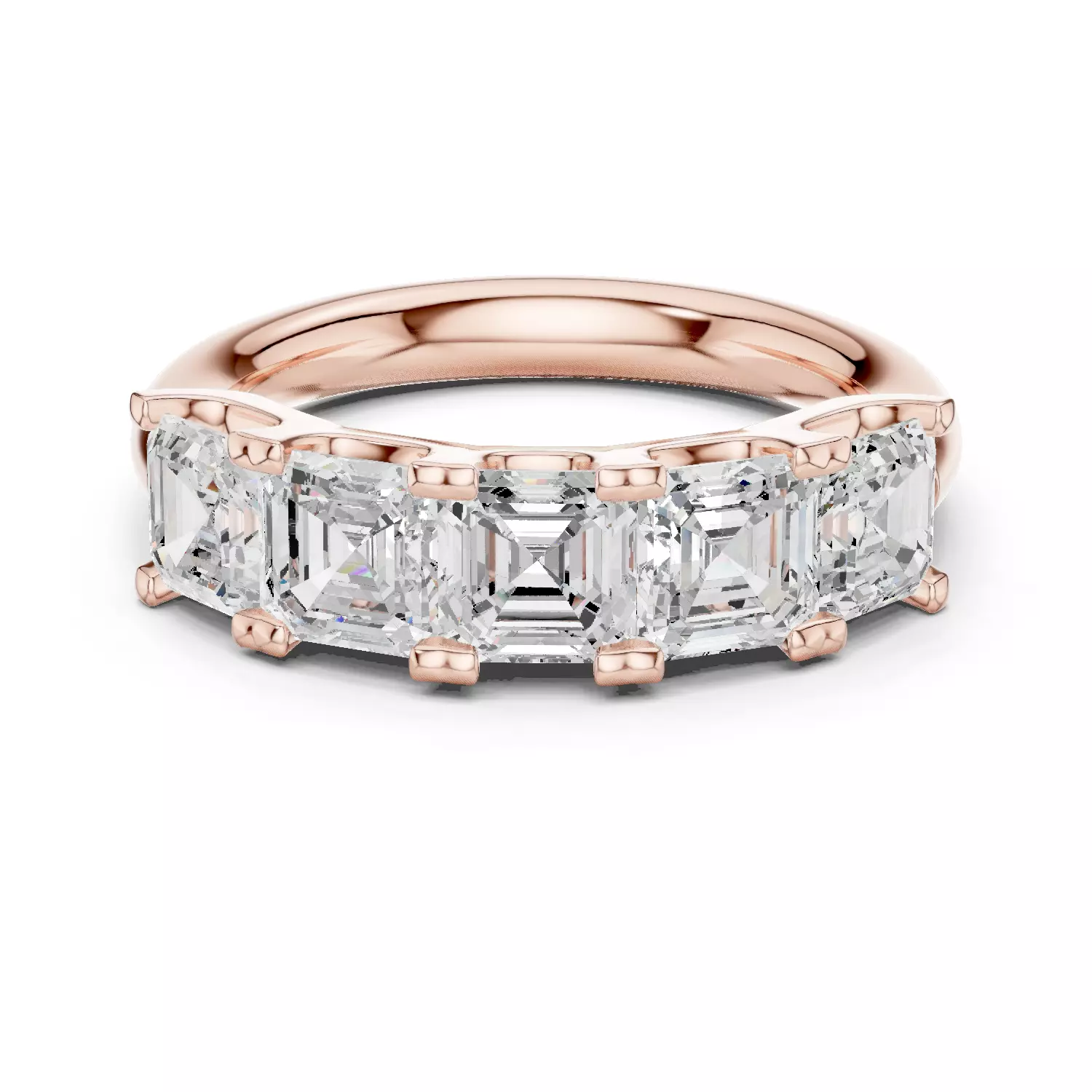 Five Stone Asscher Cut Engagement Wedding Band 3DM STL Video 3D print model_12