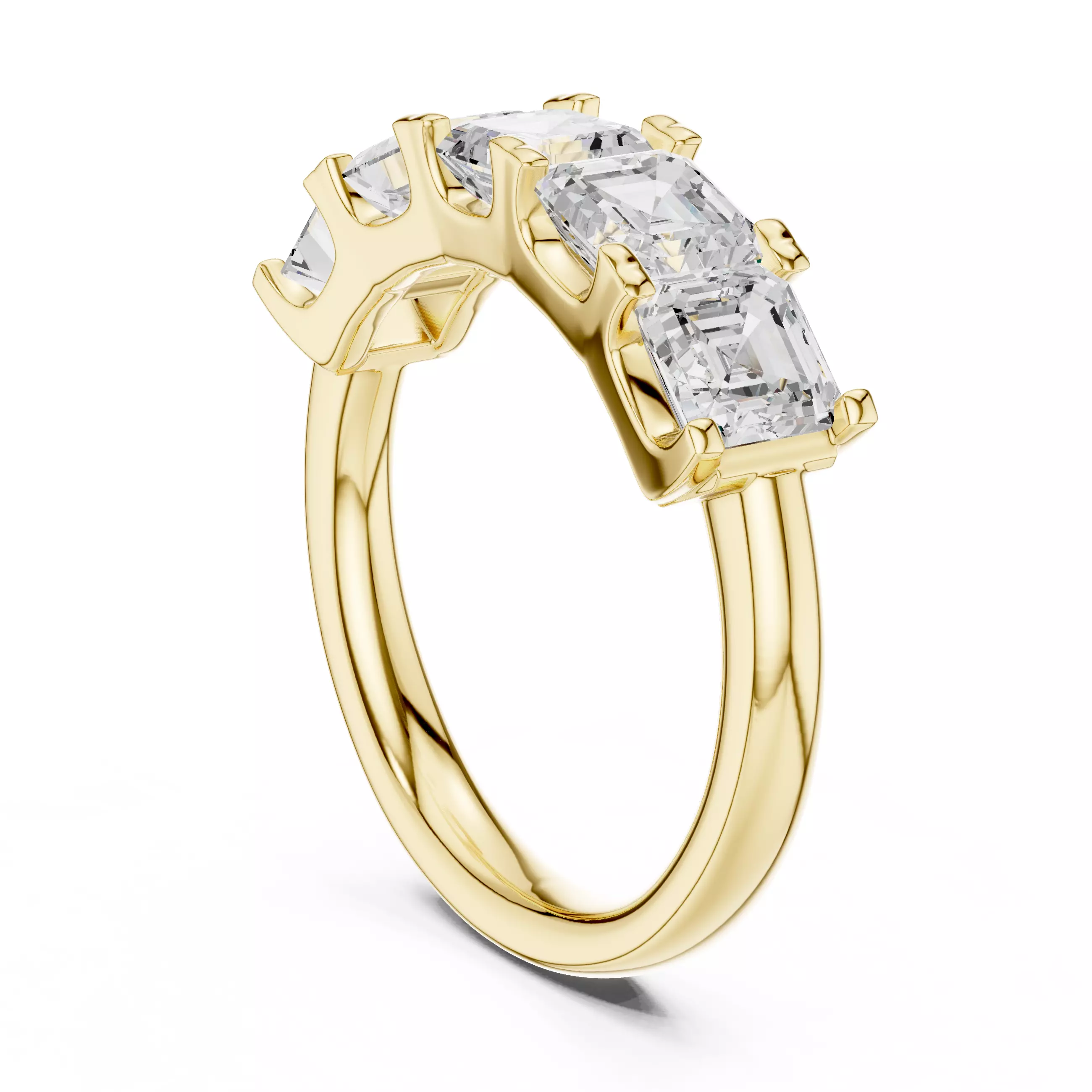 Five Stone Asscher Cut Engagement Wedding Band 3DM STL Video 3D print model_6