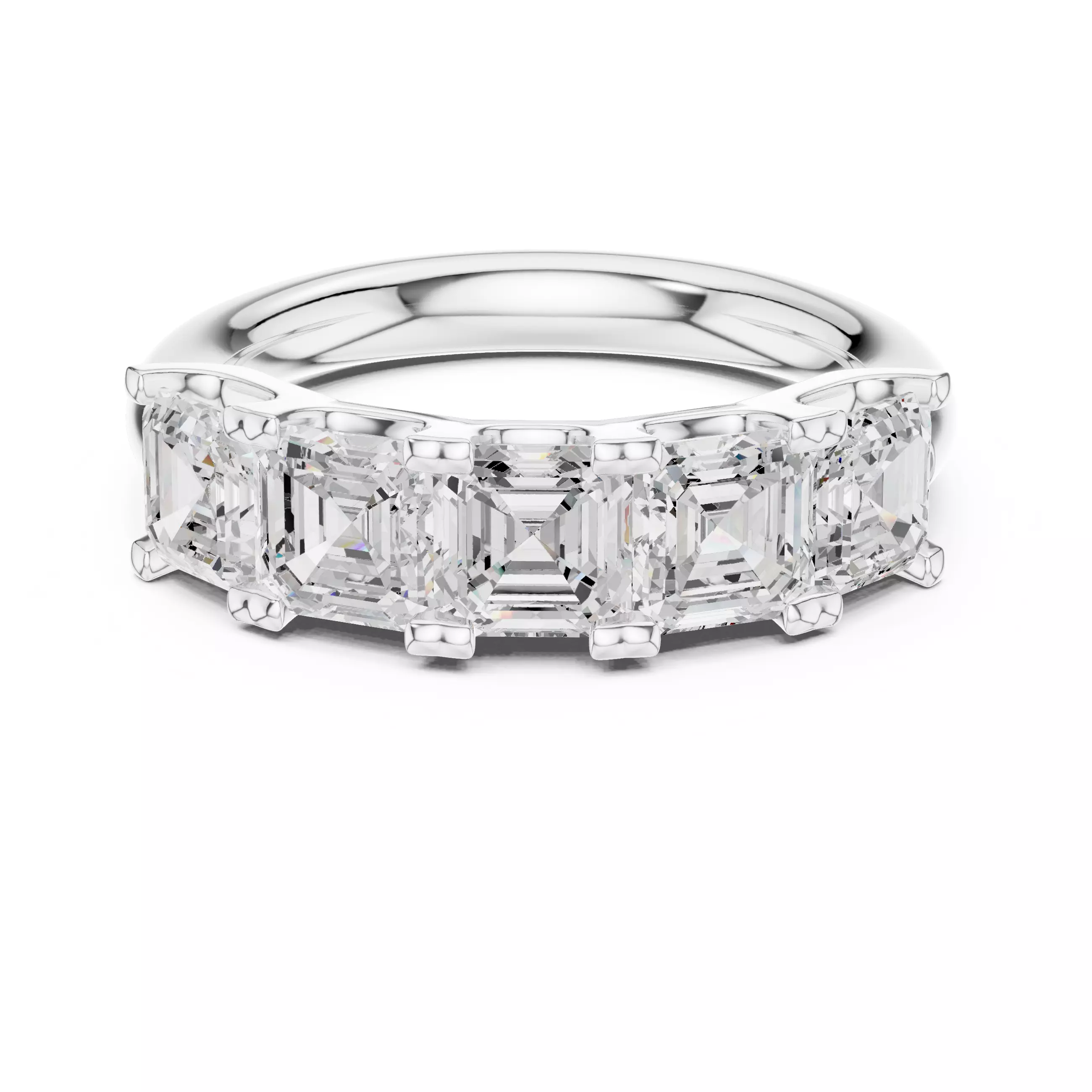 Five Stone Asscher Cut Engagement Wedding Band 3DM STL Video 3D print model_2