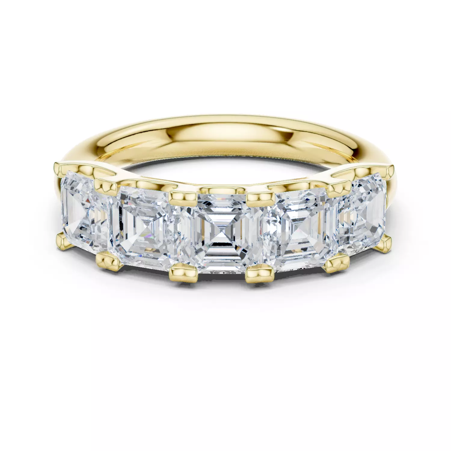 Five Stone Asscher Cut Engagement Wedding Band 3DM STL Video 3D print model_14