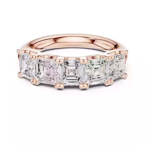 Five Stone Asscher Cut Engagement Wedding Band 3DM STL Video 3D print model