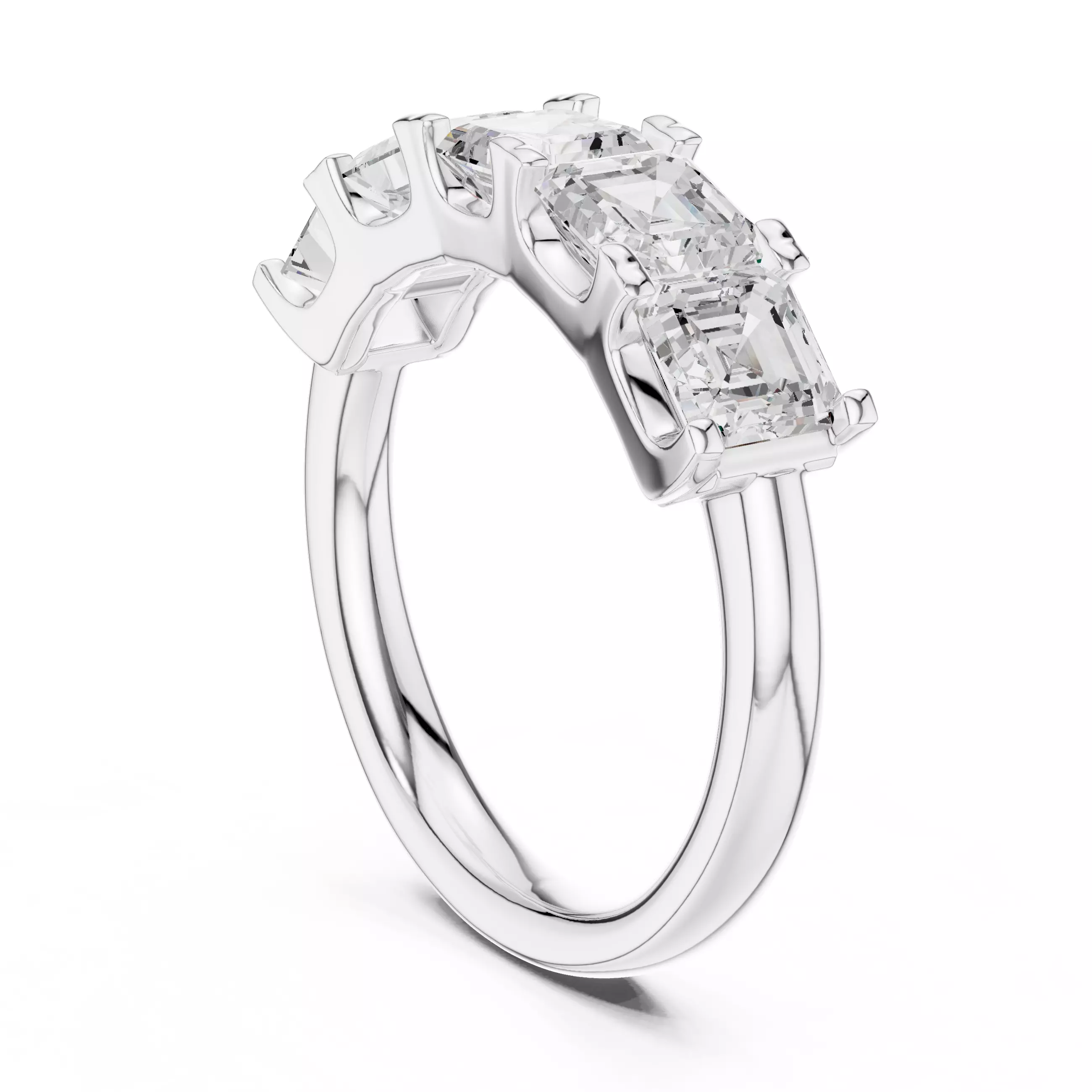 Five Stone Asscher Cut Engagement Wedding Band 3DM STL Video 3D print model_9