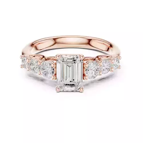 Seven Stone Emerald Cut Engagement Wedding Ring 3DM STL Video 3D print model