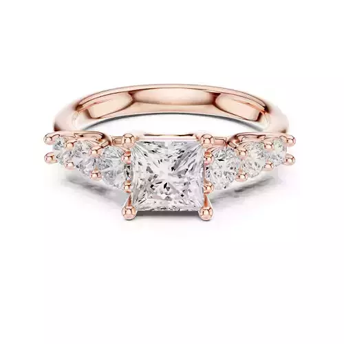 1CT Princess Cut Seven Stone Engagement Ring 3DM STL Video 3D print model