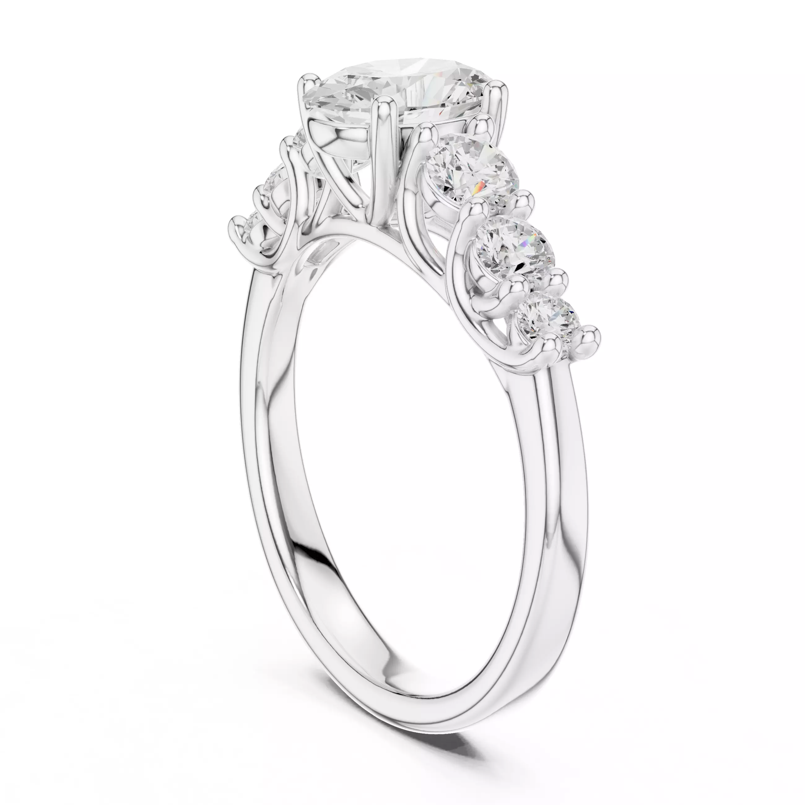 Oval Cut Diamond Seven Stone Wedding Ring 3DM STL Video 3D print model_9