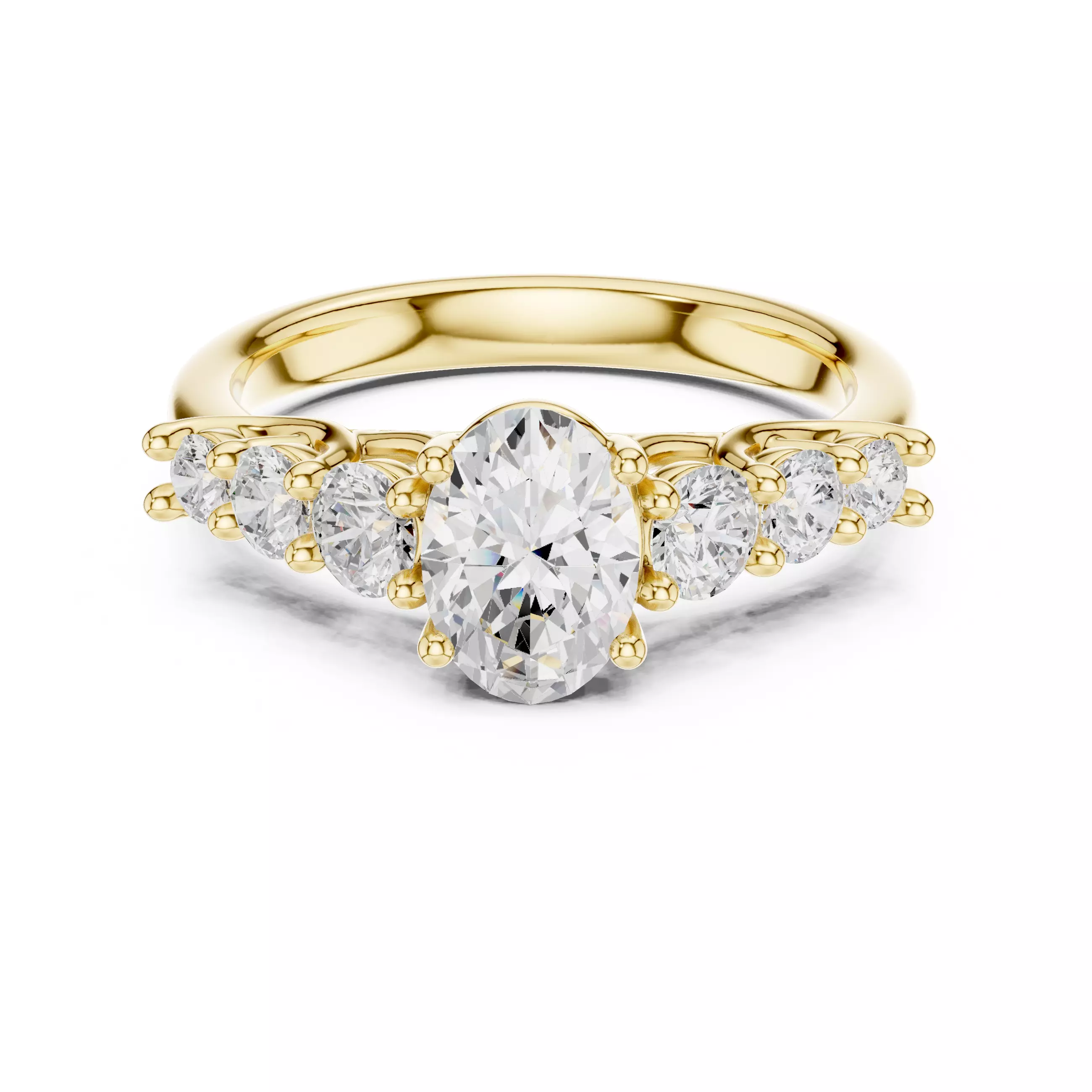 Oval Cut Diamond Seven Stone Wedding Ring 3DM STL Video 3D print model_1