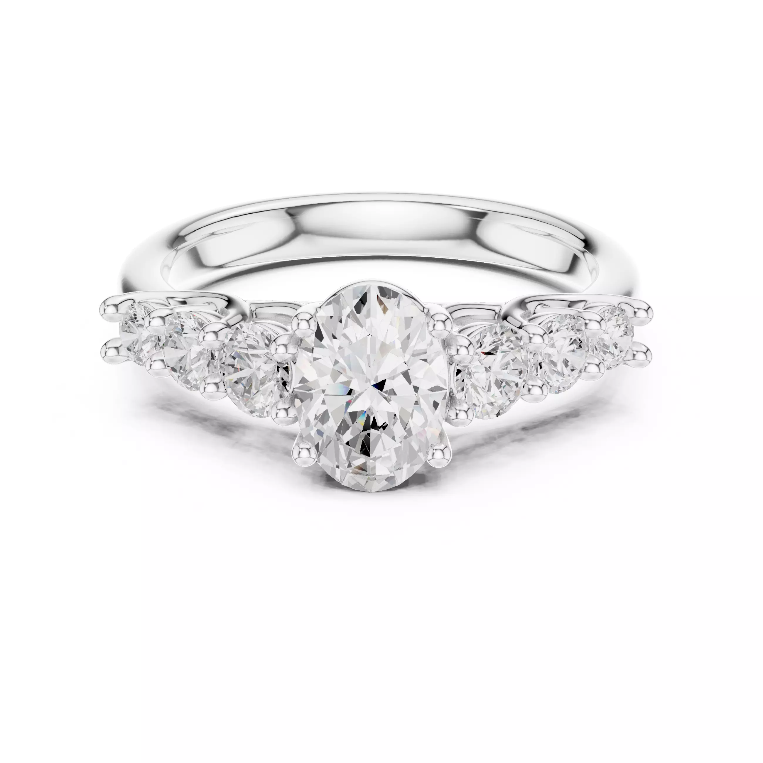 Oval Cut Diamond Seven Stone Wedding Ring 3DM STL Video 3D print model_2