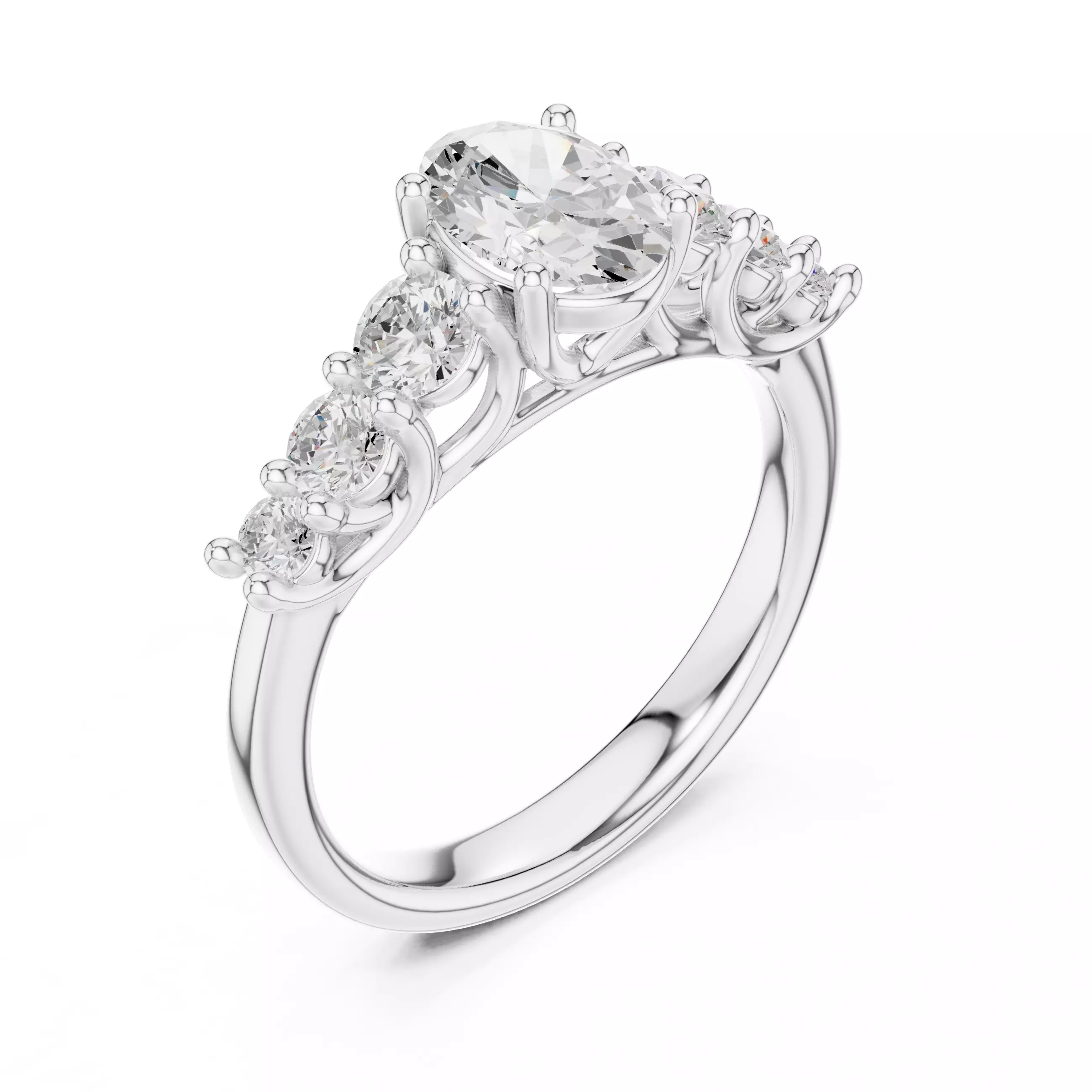 Oval Cut Diamond Seven Stone Wedding Ring 3DM STL Video 3D print model_10