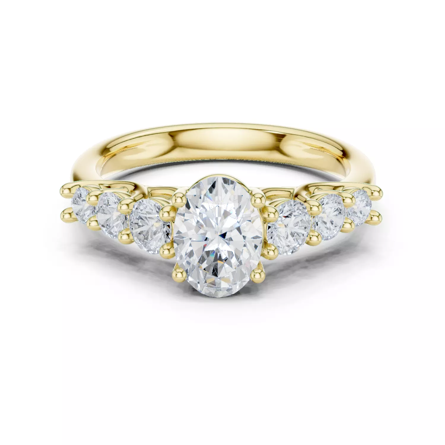 Oval Cut Diamond Seven Stone Wedding Ring 3DM STL Video 3D print model_14