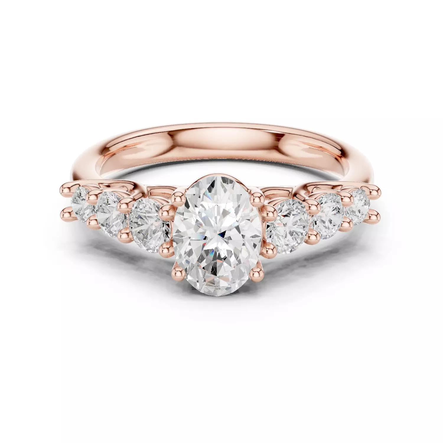 Oval Cut Diamond Seven Stone Wedding Ring 3DM STL Video 3D print model_12