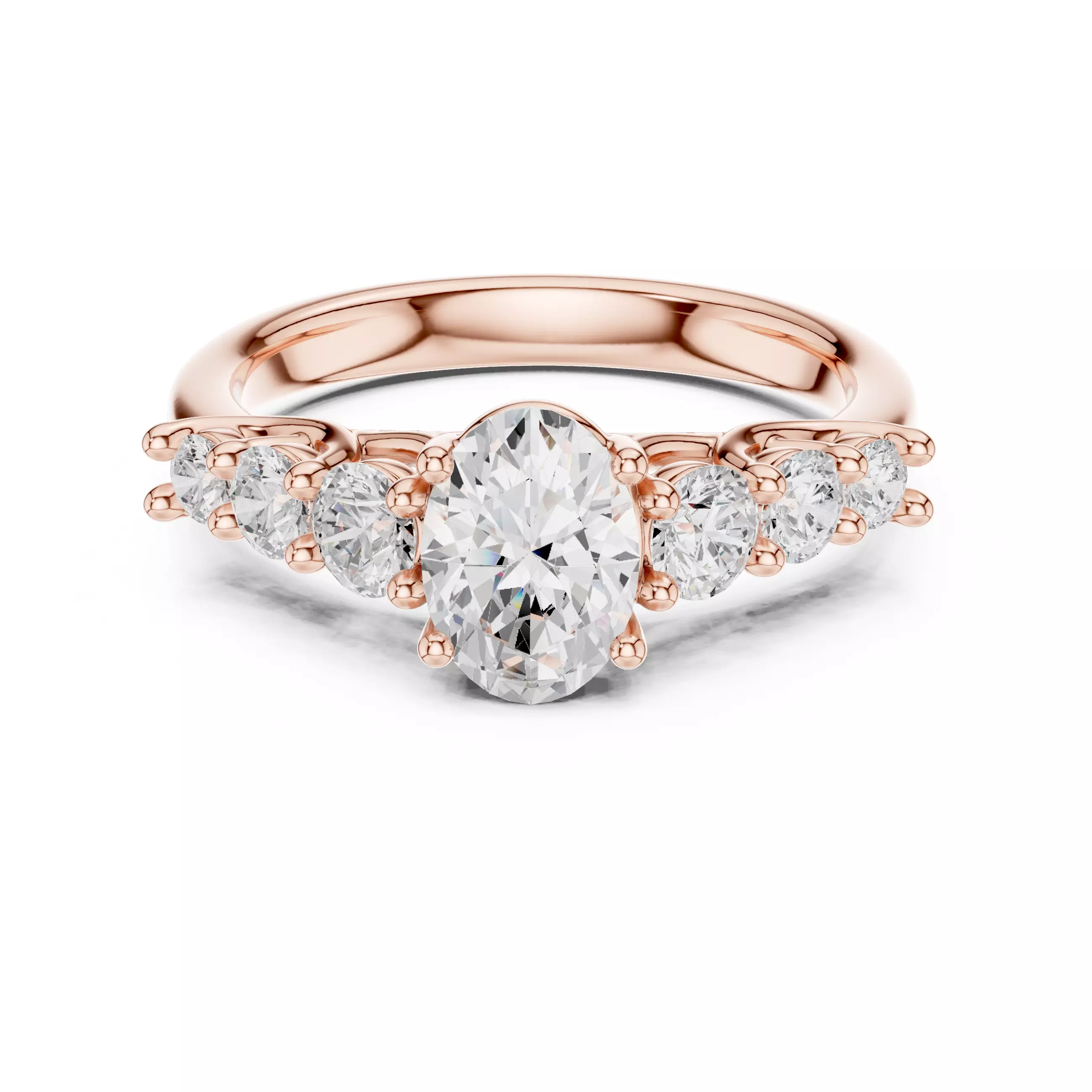 Oval Cut Diamond Seven Stone Wedding Ring 3DM STL Video 3D print model_0