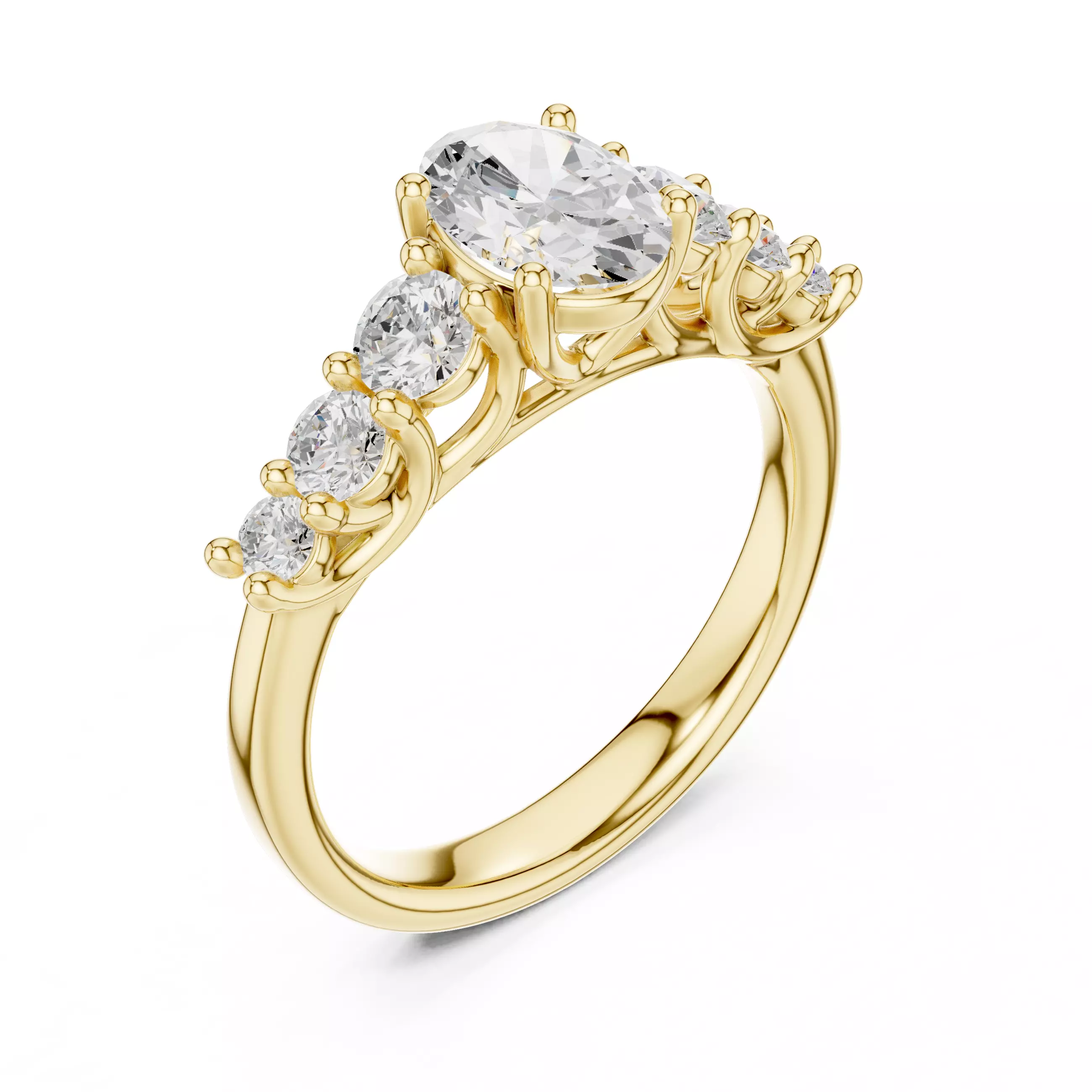 Oval Cut Diamond Seven Stone Wedding Ring 3DM STL Video 3D print model_7