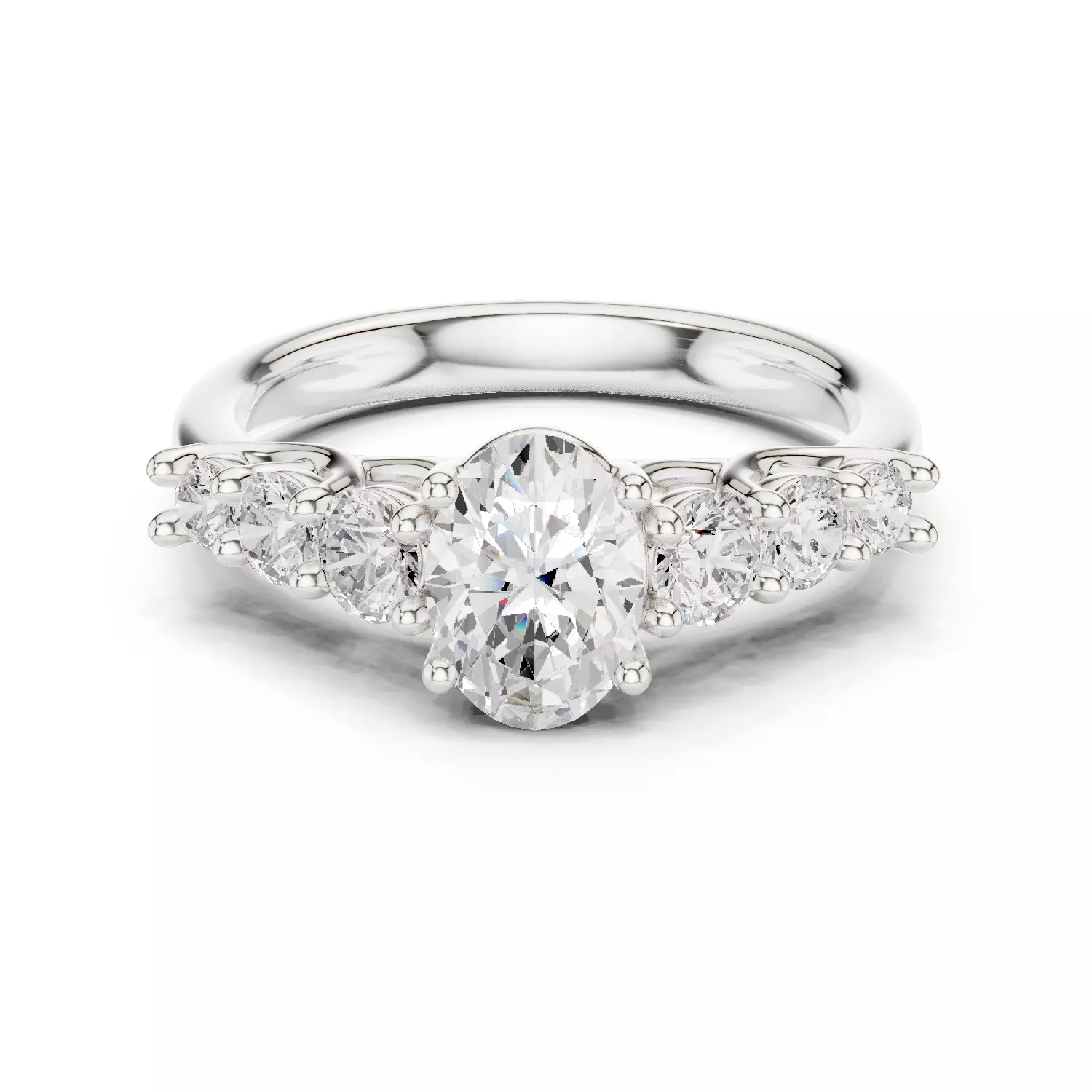 Oval Cut Diamond Seven Stone Wedding Ring 3DM STL Video 3D print model_13