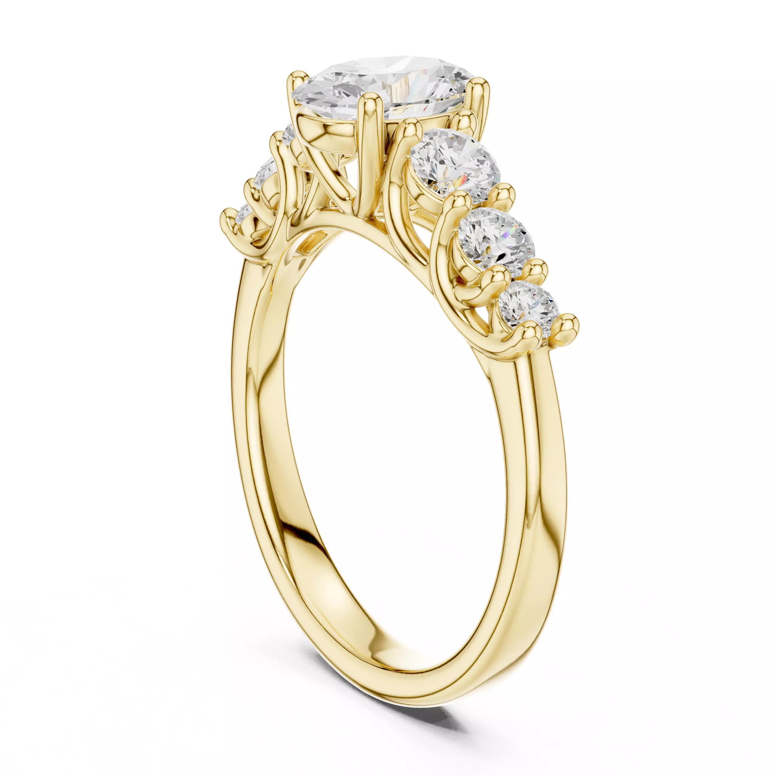 Oval Cut Diamond Seven Stone Wedding Ring 3DM STL Video 3D print model_6