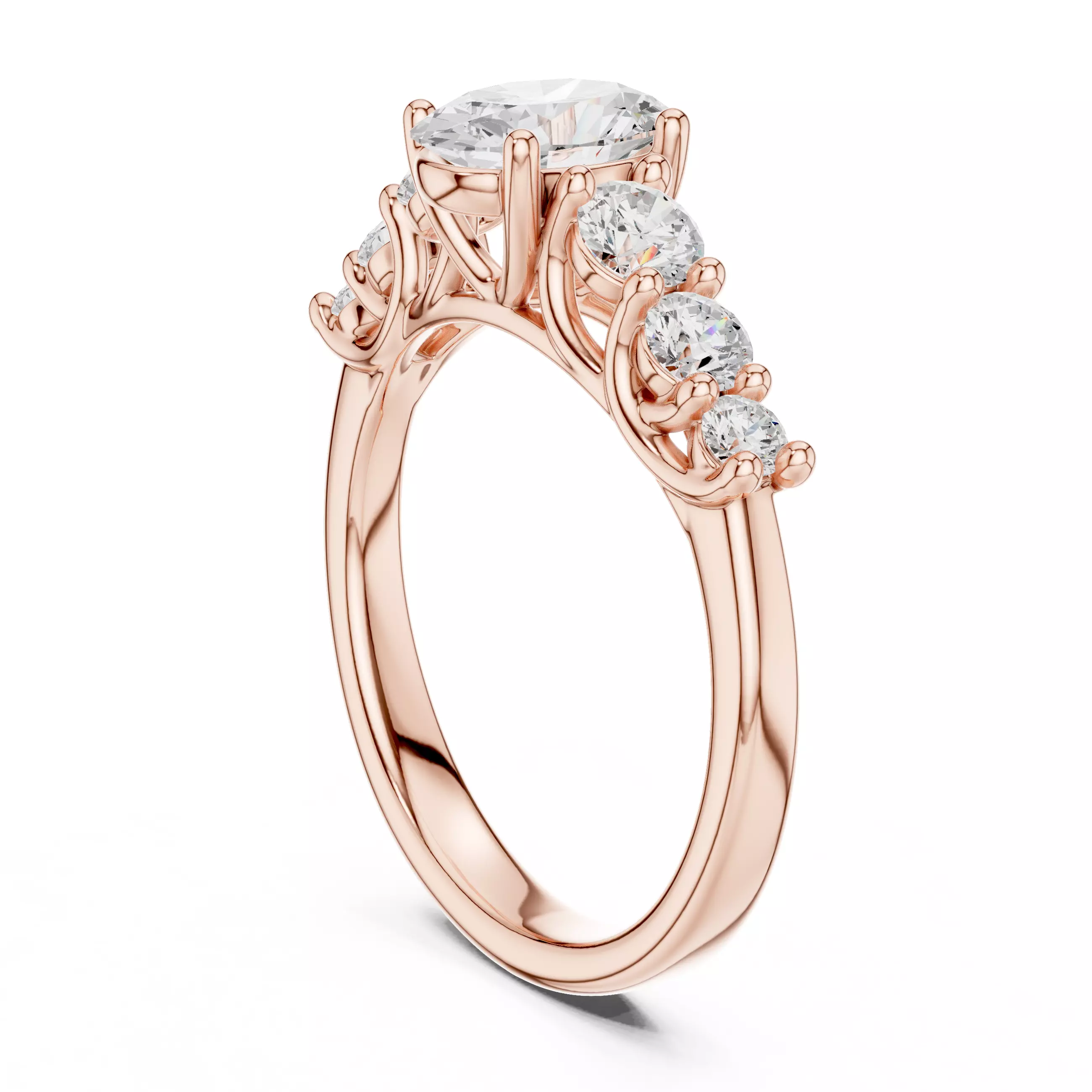 Oval Cut Diamond Seven Stone Wedding Ring 3DM STL Video 3D print model_3