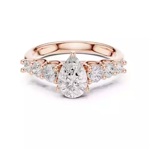 Pear Diamond Seven Stone Engagement Wedding Ring 3DM STL Video 3D print model