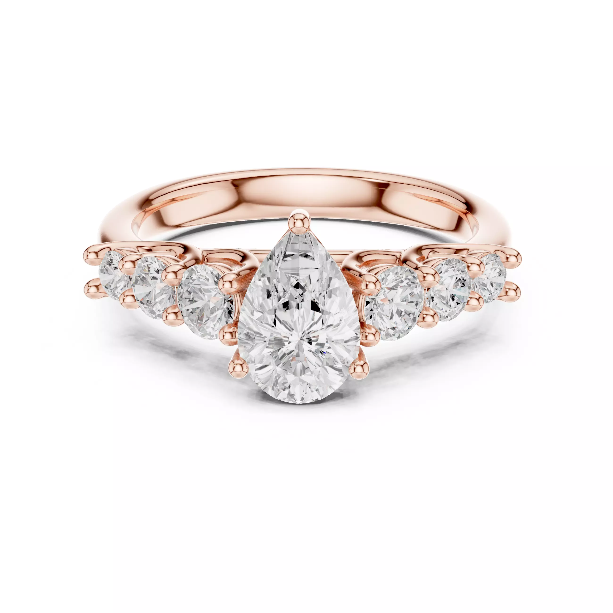 Pear Diamond Seven Stone Engagement Wedding Ring 3DM STL Video 3D print model_0